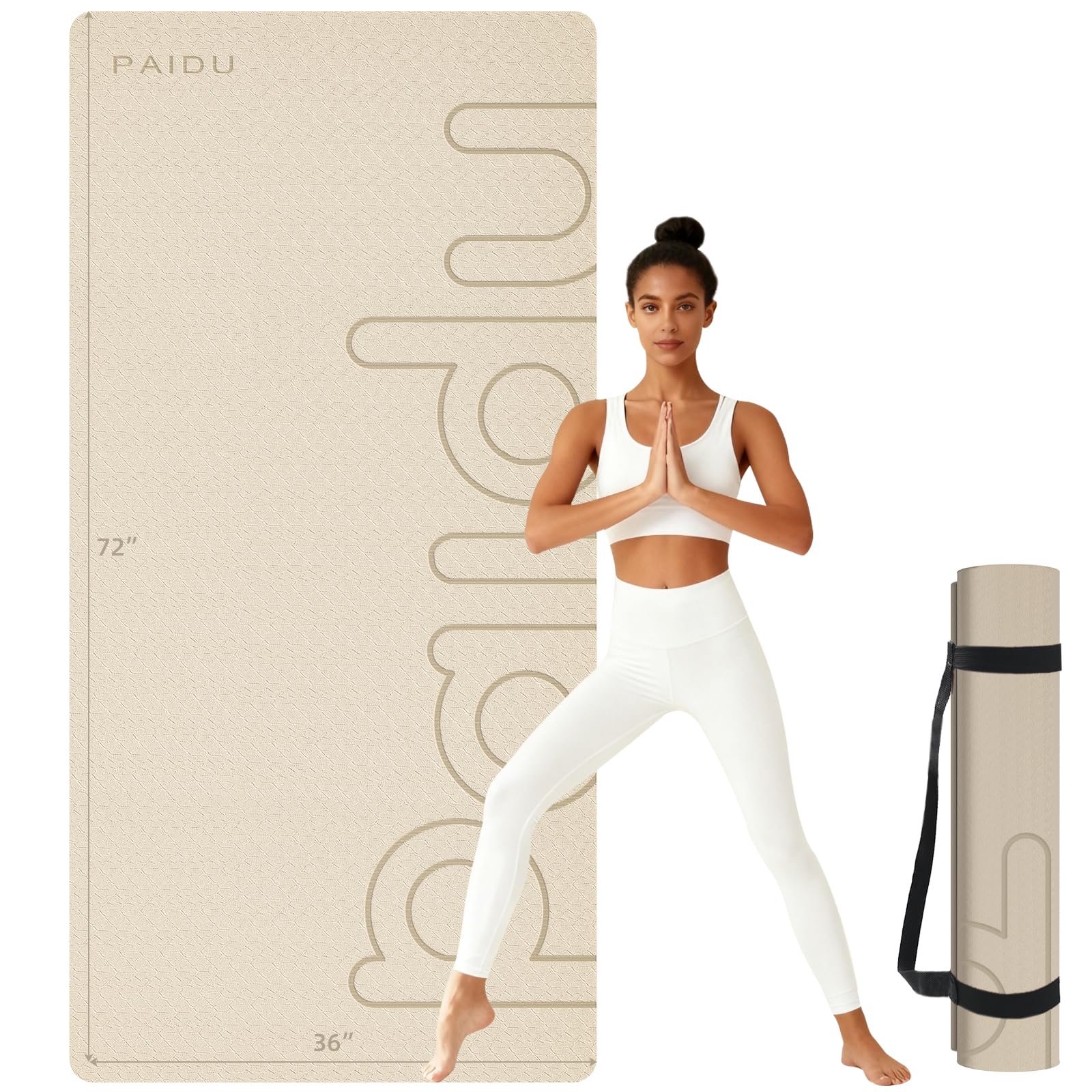 PAIDU Large Yoga Mat 72"x36"x10mm Non-Slip Exercise Mat for Home Gym Studio