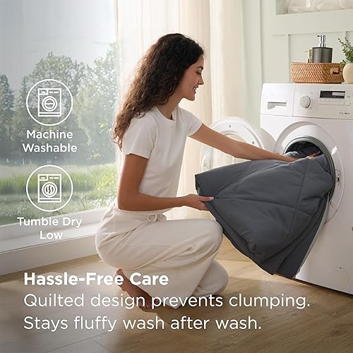 Miniatura 6 de Bedsure Juego de edredón Queen de 7 piezas, ropa de cama reversible gris oscuro, juego de cama tamaño Queen para todas las estaciones, cama en una