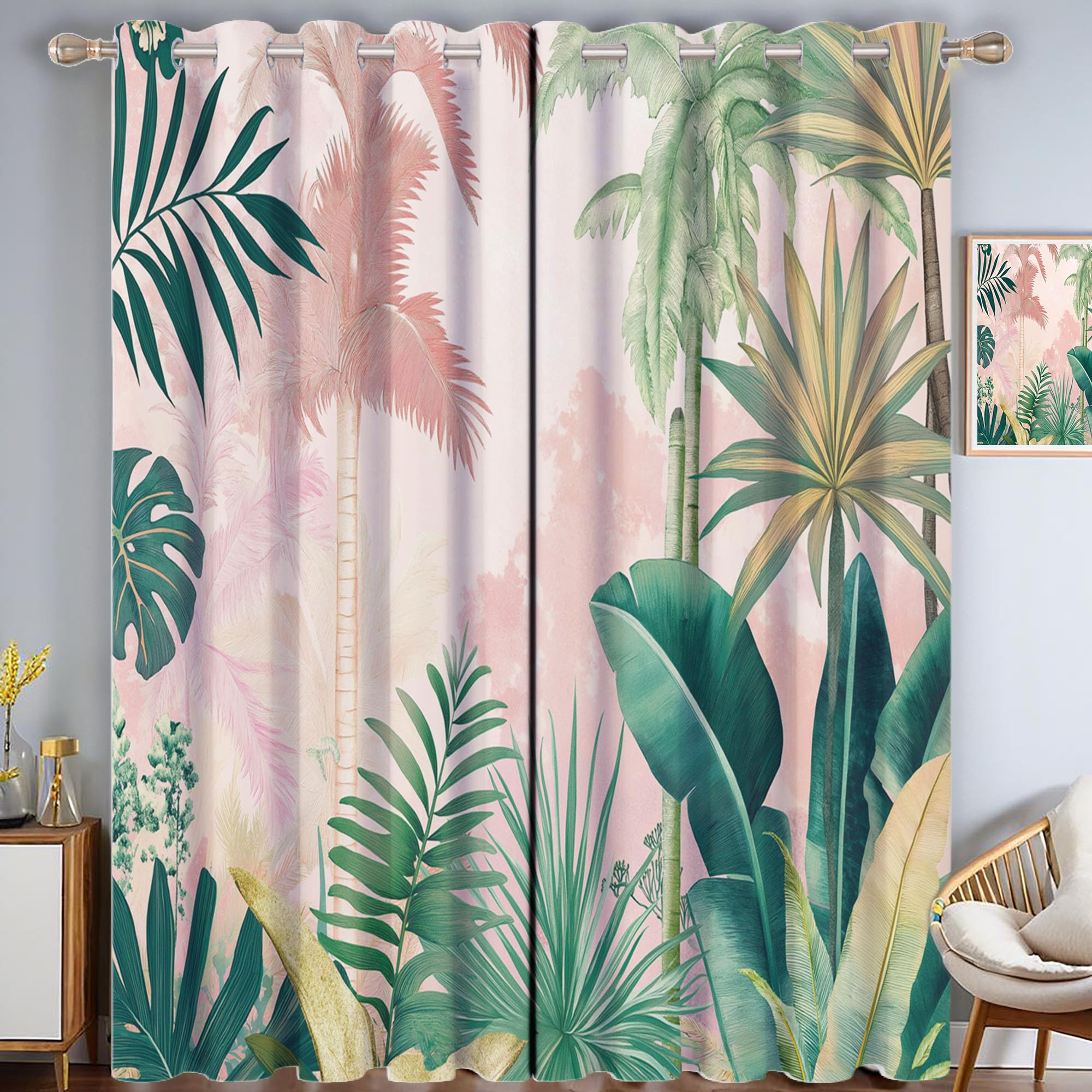 Rideaux occultants pour chambre au style tropical naturel
