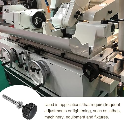 Miniatura 10 de uxcell Juego de 4 perillas moleteadas, tornillos de pulgar con tuercas y arandelas, rosca macho métrica M6 x 1.378 in, cabeza de plástico de 0.984