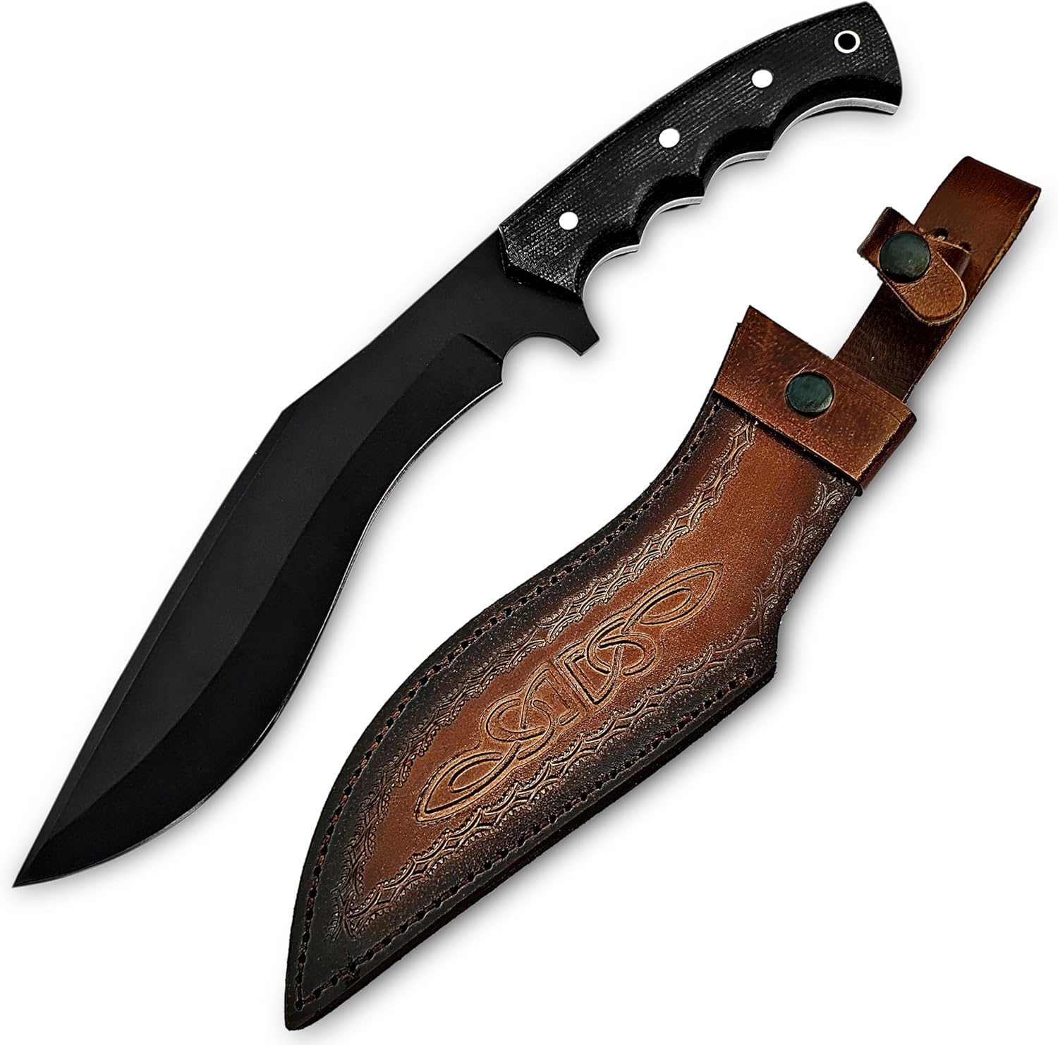 Poshland Handmade Kukri Knife with D2 Steel Blade, Durable G10 Handle, Premium Leather Sheath, Ideal for Carving, Hunting, Outdoor Use, and Gift for Adults - Image 4
