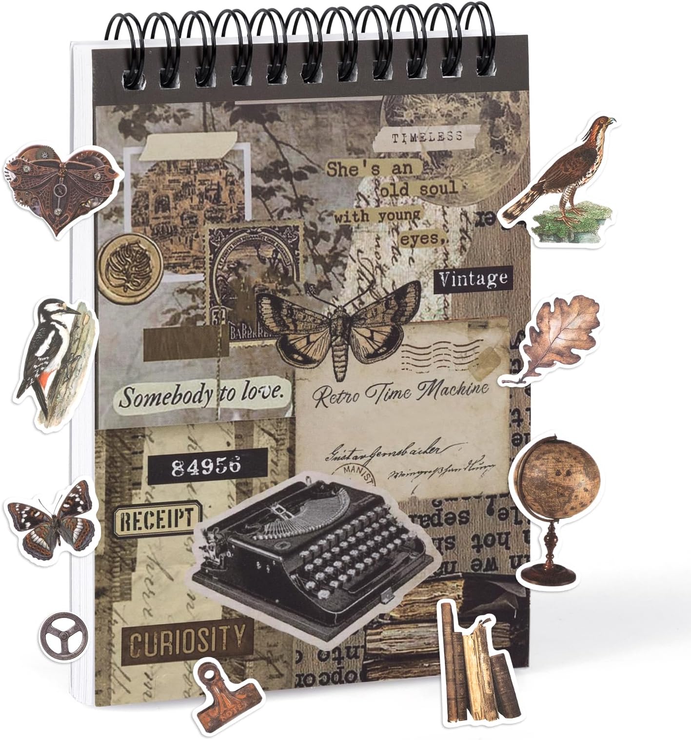 Pre-Cut Vintage Sticker for Journaling, 595PCS - 50 Sheets Washi Brown Scrapbooking Stickers, Ephemera for Junk Journal Supplies DIY Crafts Dark Academia Stickers for Adults