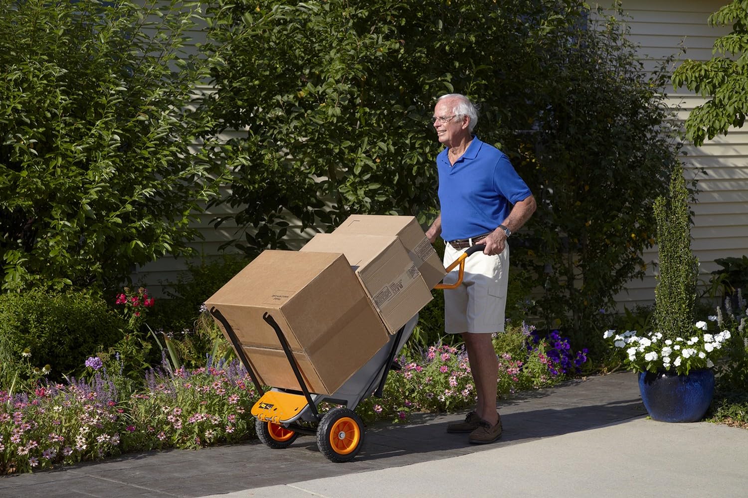 WORX Brouette Multifonction 8-en-1 WG050E | Se transforme en chariot, diable et porte-sac, capacité jusqu'à 136 kg