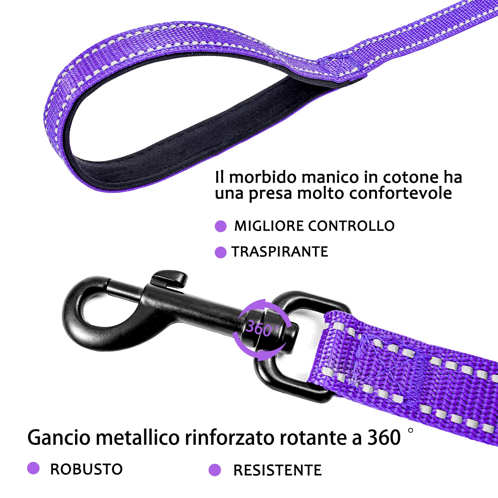 COMSLE Guinzaglio Addestramento per Cani, Lunghina per Cane Cani 3 metri / 5 metri / 10 metri / 15metri / 20metri con Gancio Robusto e Manico Imbotita, Guinzaglio per Cani Piccola e Taglia Grande