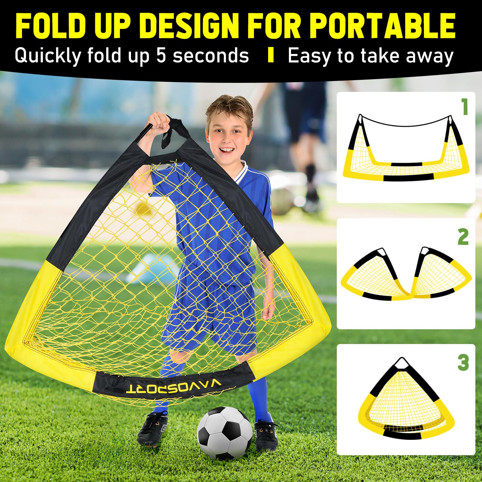 Christmas Kids Soccer Goal Set, 2 Pack 4' x 3' Soccer Net Training Equipment, Stocking Stuffers Soccer Goals for Backyard & Indoor Sports Outdoors Games, Gift for Grandkids, Boys, Girls