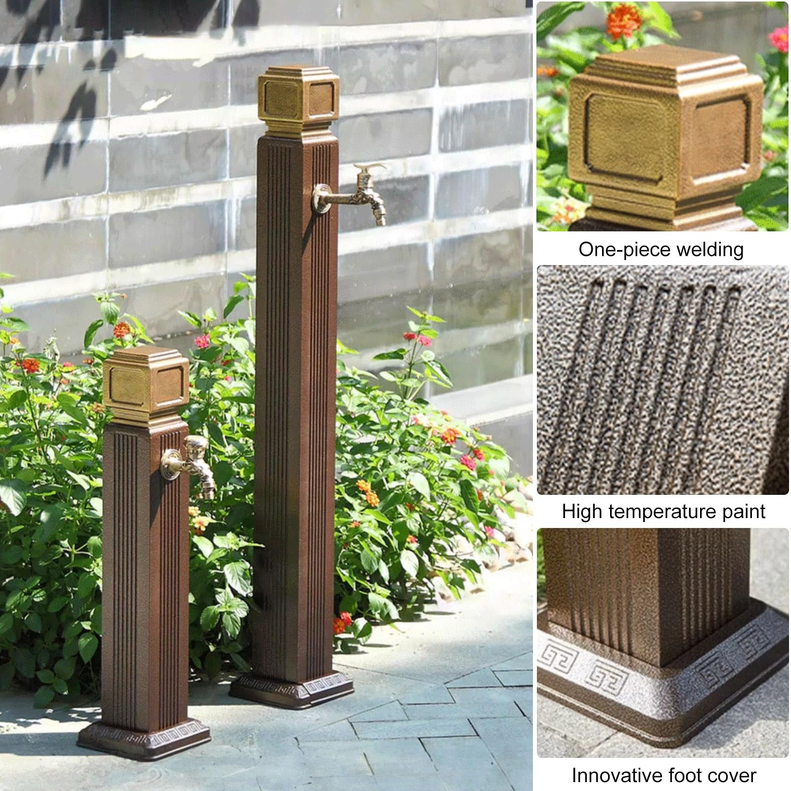 Fuente de agua de hidrante de patio, grifo de jardín al aire libre con montaje en suelo, extensor de grifo anticongelante, dispensador de agua decorativo para manguera