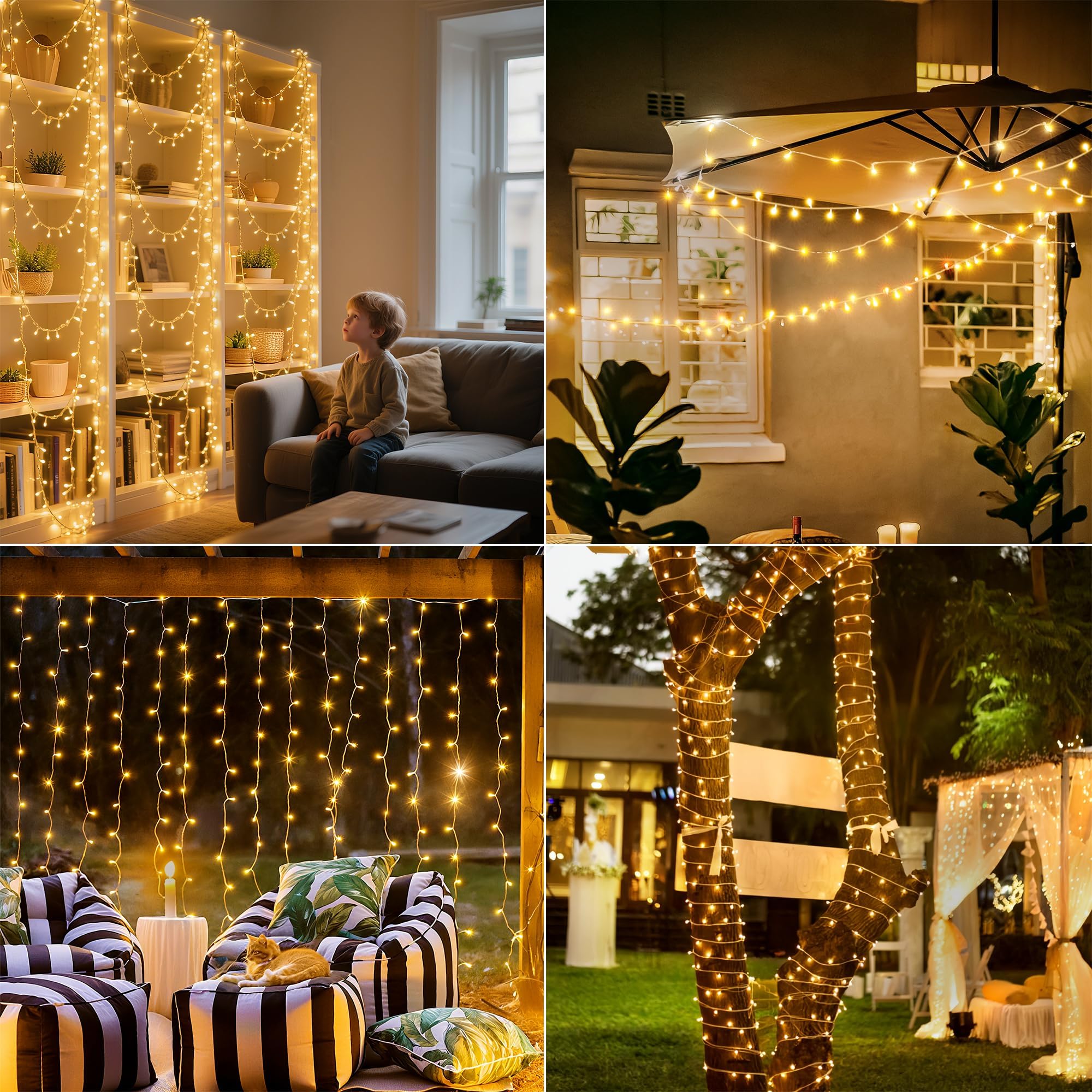 Lichterkette Außen Outdoor 100m 1000 LEDs Warmweiß IP44 Wasserdicht | Fernbedienung & Timer mit 8 Modi. Lichterketten Deko für Innen & Außen, Garten, Balkon, Camping, Party & Hochzeit