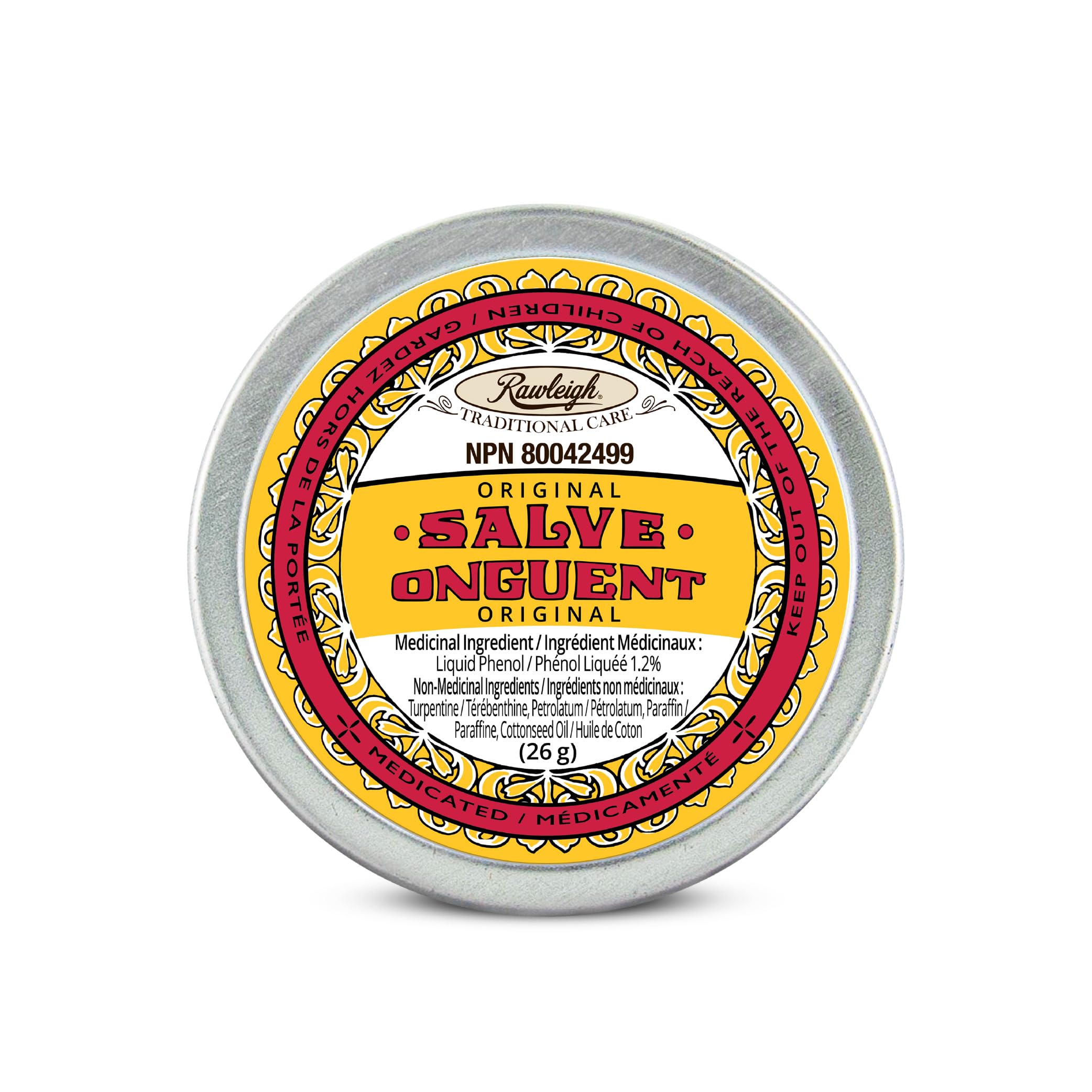 Rawleigh Small Antiseptic (Original) Yellow Salve Tin: 0.96 oz, Natural, Multi-Purpose Ointment Soothes Skin Cuts, Bruises, Irritations, with