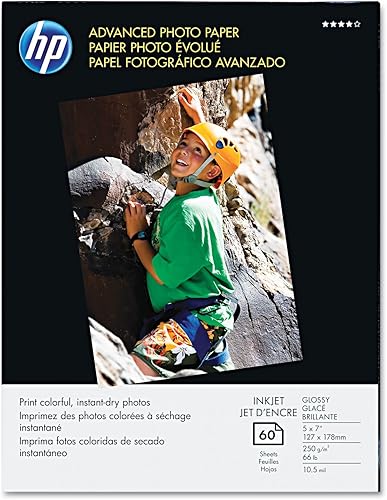 Papel fotográfico avanzado HP  Brillante  5x7  60 hojas