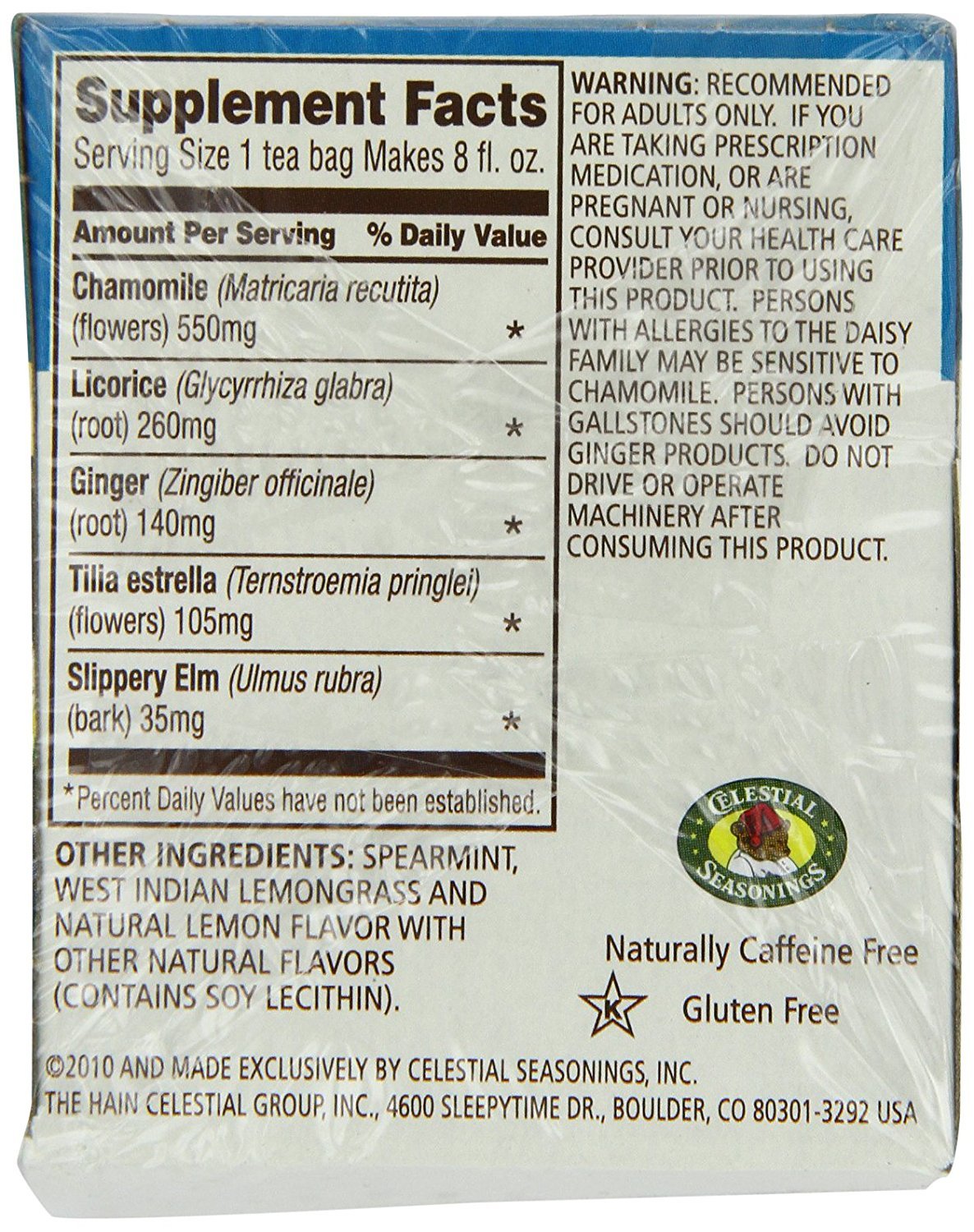 Celestial Seasonings Wellness Tea, Sleepytime Throat Tamer, Caffeine Free Sleep Tea, 20 Tea Bags (Pack of 6)