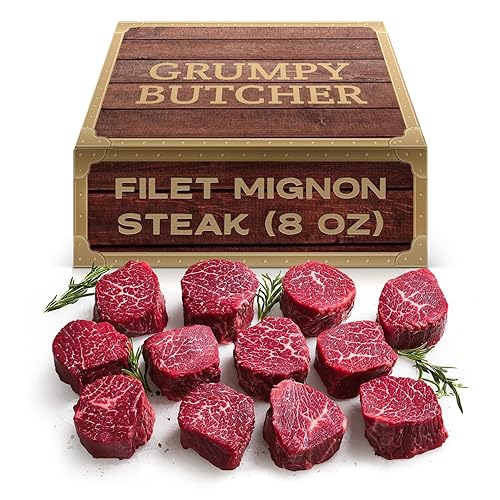 Miniatura 7 de Grumpy Butcher - Filetes de filete grande Mignon, paquete de 6 (8 onzas cada uno) – Filete de lomo de ternera tamaño Prime Steakhouse – Para entrega