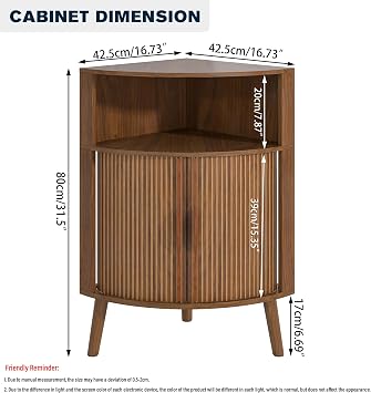 31.5 Small Bathroom Corner Storage Cabinet, Walnut