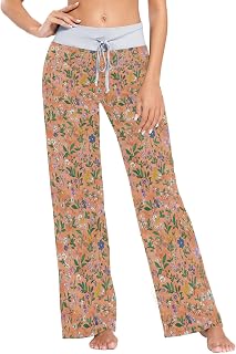 JUNZAN Flowers Orchid Hosta Terracotta Woman Pj Bottom Comfy Sleeping Pjs Sweatpants