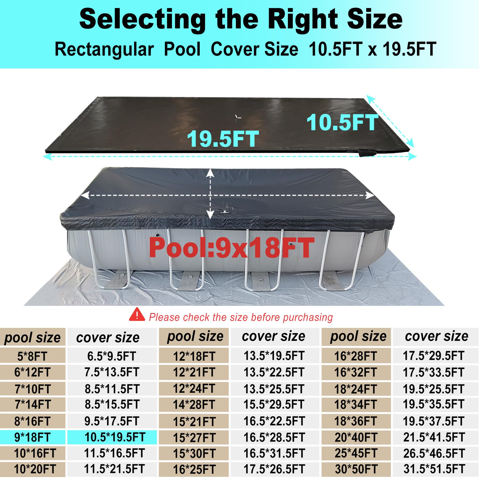 SIHAIAN Bâche de Piscine rectangulaire de 2,7 x 5,5 m avec Rangement latéral pour Piscine Hors Sol Ovale et rectangulaire, Couverture Solaire Ovale Monobloc, empêche l'engorgement, résistante aux UV