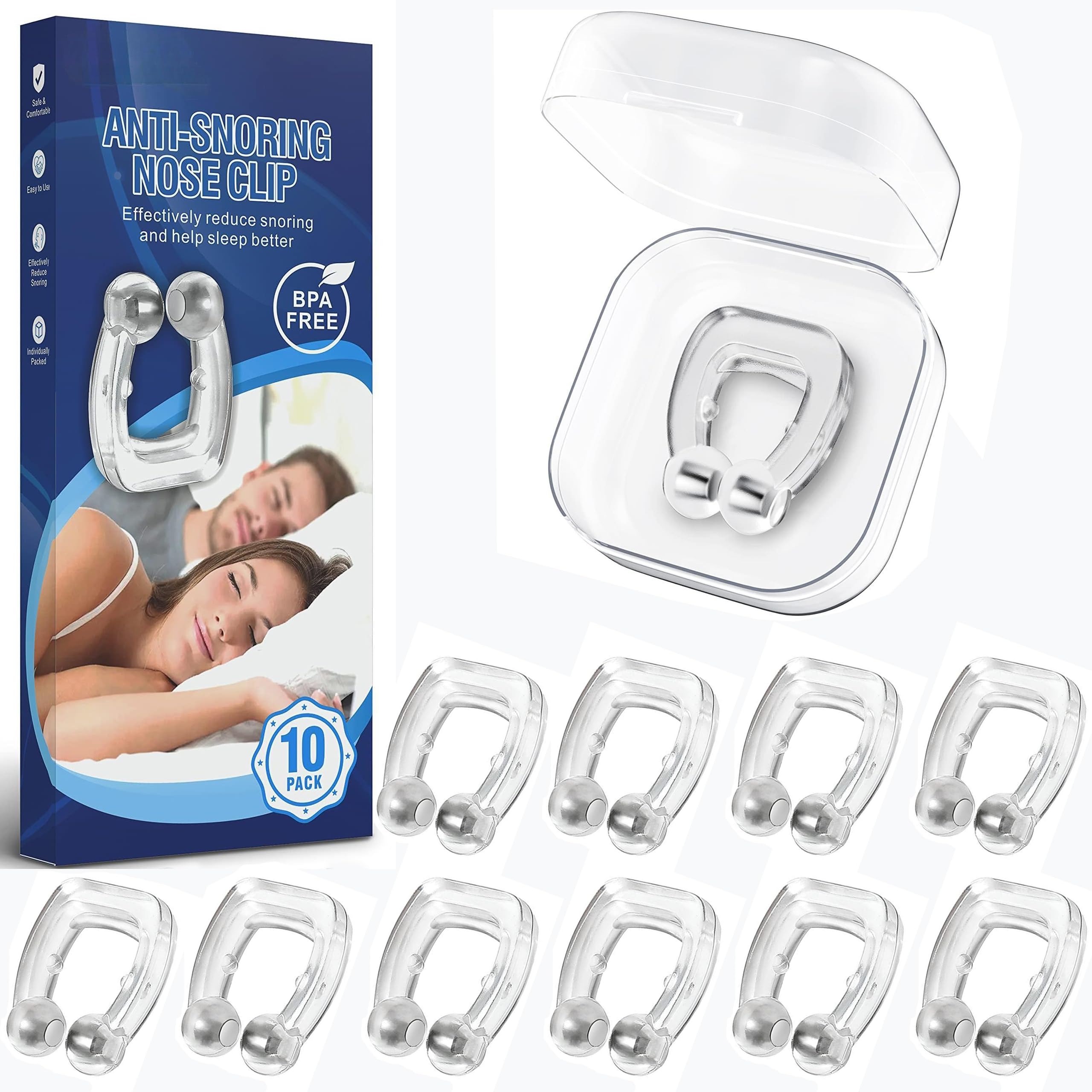 TaoscareAnti Snoring Devices, Snoring Solution for Men and Women, Silicone Magnetic Nose Clip, Effective Hale Breathing Aid, Stop Snoring Aids to Snooze Sleep (10 Pack)