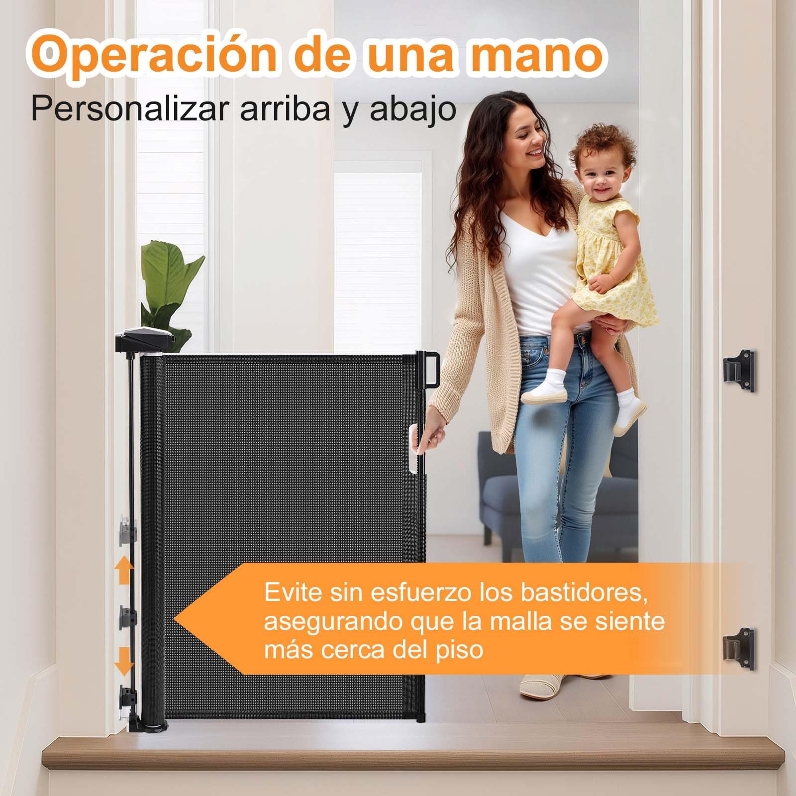 Barandilla de Seguridad retráctil, barandilla de Seguridad Barandilla de Seguridad para niños, Gatos y Perros, 0-150cm Apta para Interiores y Exteriores Barrera Seguridad niños