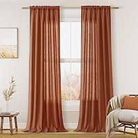Vista 93 de Guken - Cortinas de lino negro de 108 pulgadas de largo para sala de estar, dormitorio, juego de 2 paneles, bolsillo para barra, cortinas