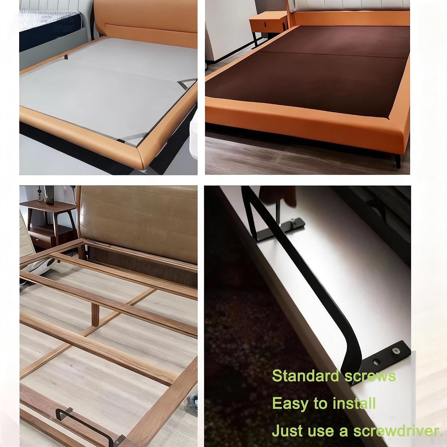 4-Pack Mattress Slide Stopper, Heavy-Duty Metal Retainer Bar & Non-Slip Gripper to Prevent Mattress from Sliding on King/Queen/RV/Wooden Bed Frames