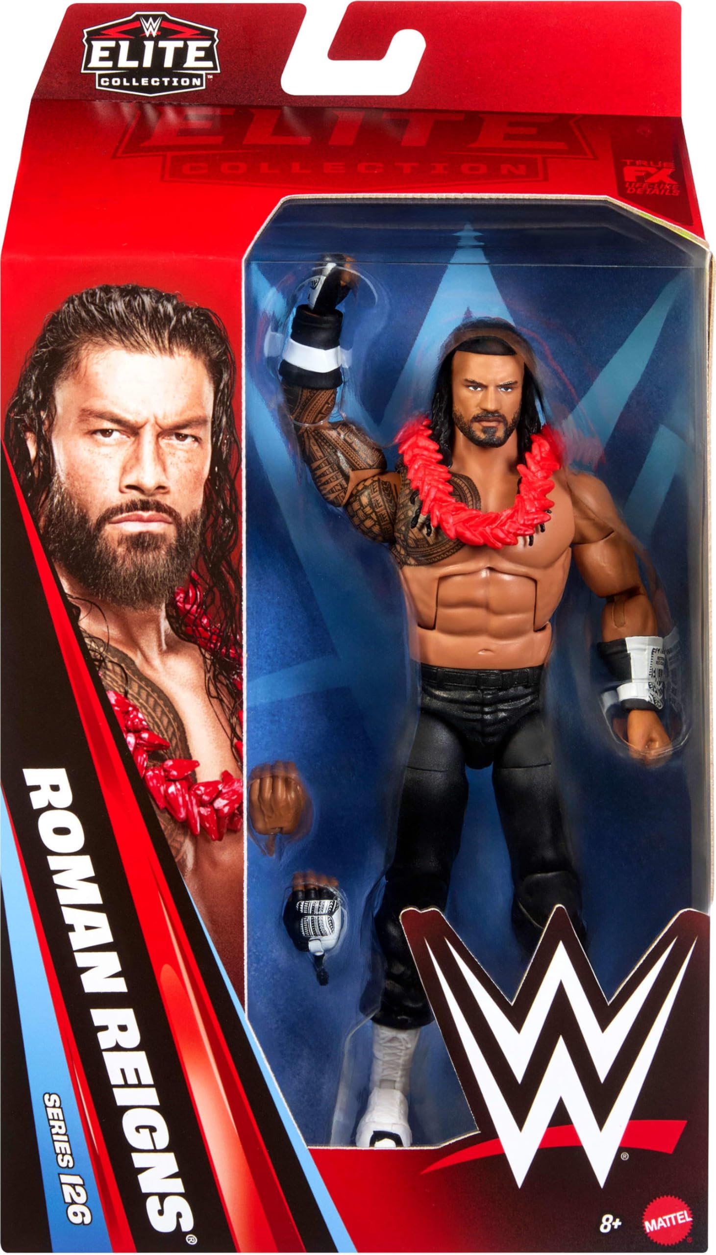 WWE Elite figurka i akcesoria, seria #126, zestaw 15 cm, kolekcjonerskie rzymskie panowanie z 25 punktami artykulacji i wymiennymi rękami