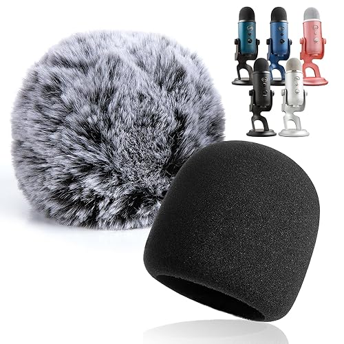 YOUSHARES 2PCS Blue Yeti Pop Filter for Blue Yeti Microphone, Yeti Foam Windscreen with Dead Cat Blue Yeti Mic Cover for Yeti Mic and Blue Yeti Pro USB Microphone - A - FoamFurKit