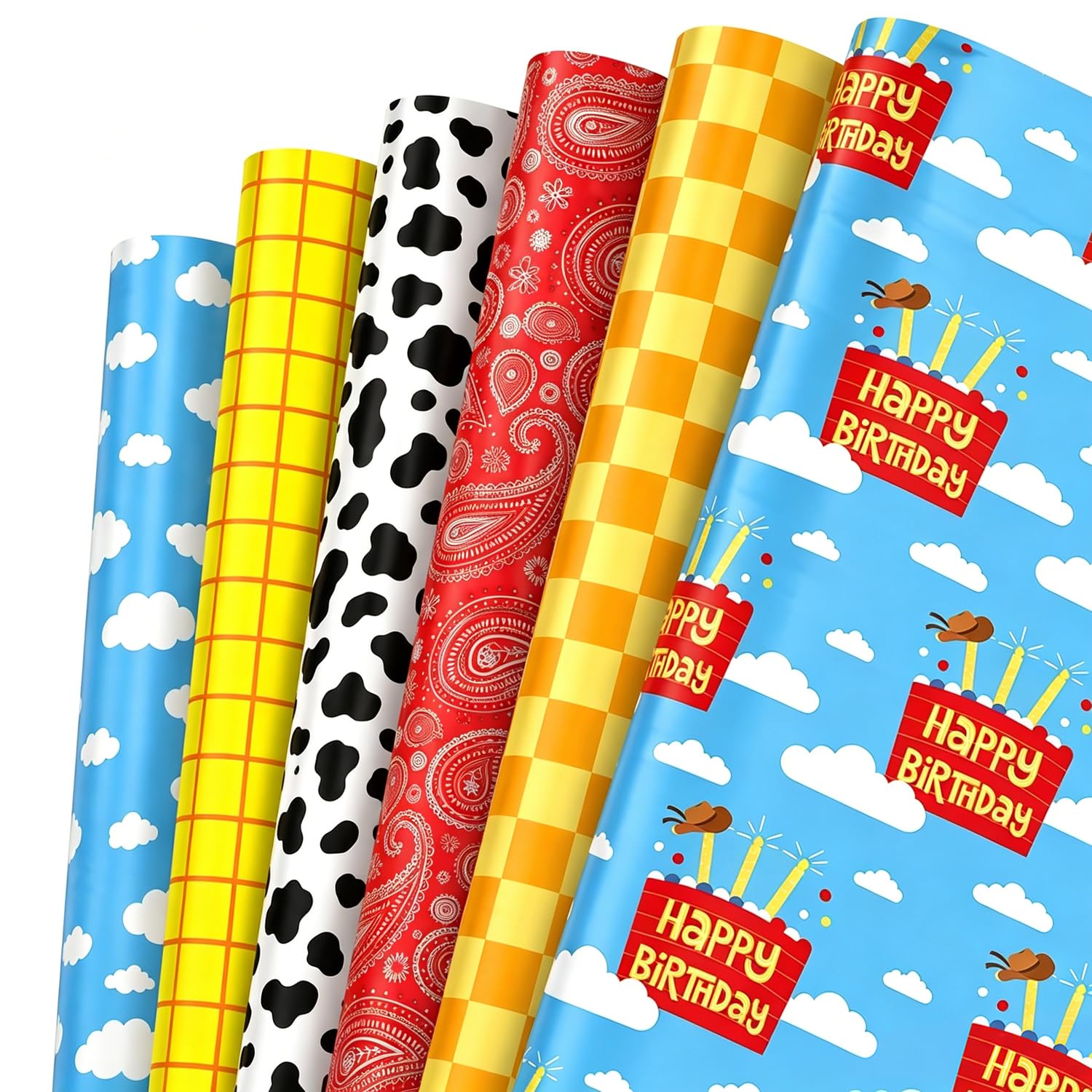 12 Sheets Cowboy Theme Wrapping Paper, 68.58cm x 50.8cm Birthday Wrapping Paper, Gift Wrapping Paper for Birthday, Wedding, Party, Valentine's Day Gift Decorations