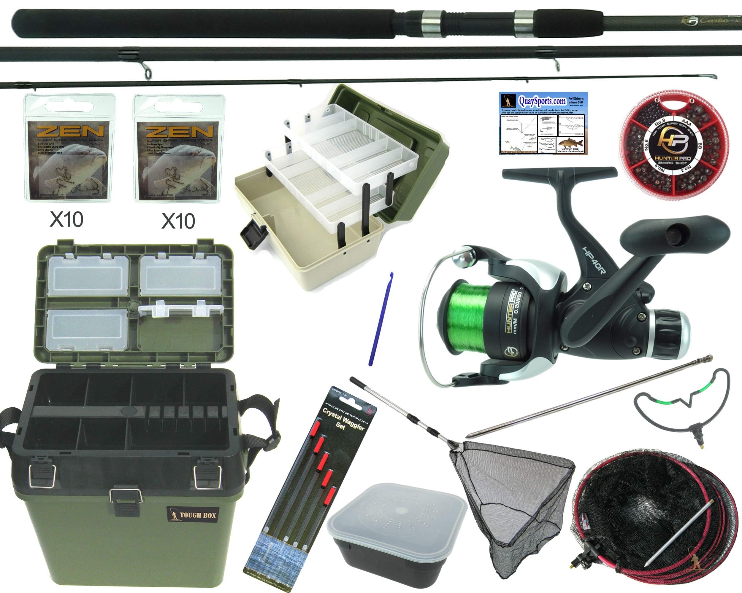 Complete Starter Coarse Float Fishing Kit Set. 11' Carbon Rod, Reel & Seat Box