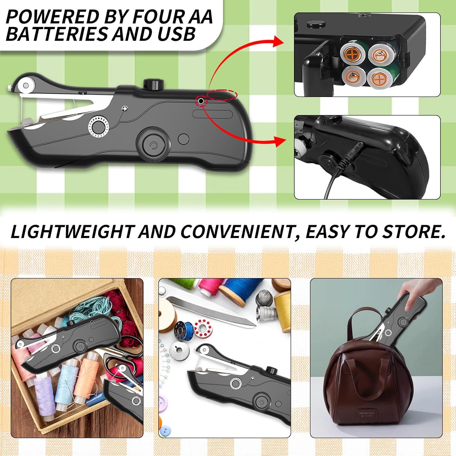 Handheld Sewing Machine,Electric Mini Portable Sewing Machine for Beginners & Adults, Battery/USB Powered, Includes Other Tools and Sewing Threads,Companion for DIY Hand Sewing Enthusiasts - Image 3