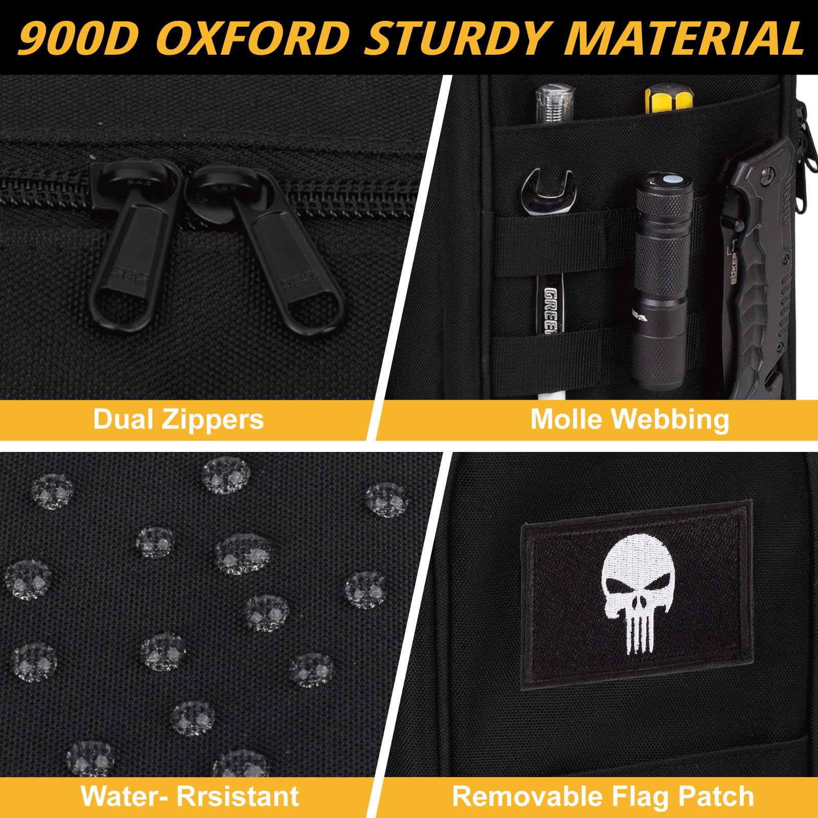 Sac à Outils Tactique pour Homme – Pochette à Large Ouverture, Résistante à l’Eau, Polyvalente avec Poignée Zippée – Boîte à Outils Compacte et Robuste pour Électriciens, Charpentiers et Bricoleurs