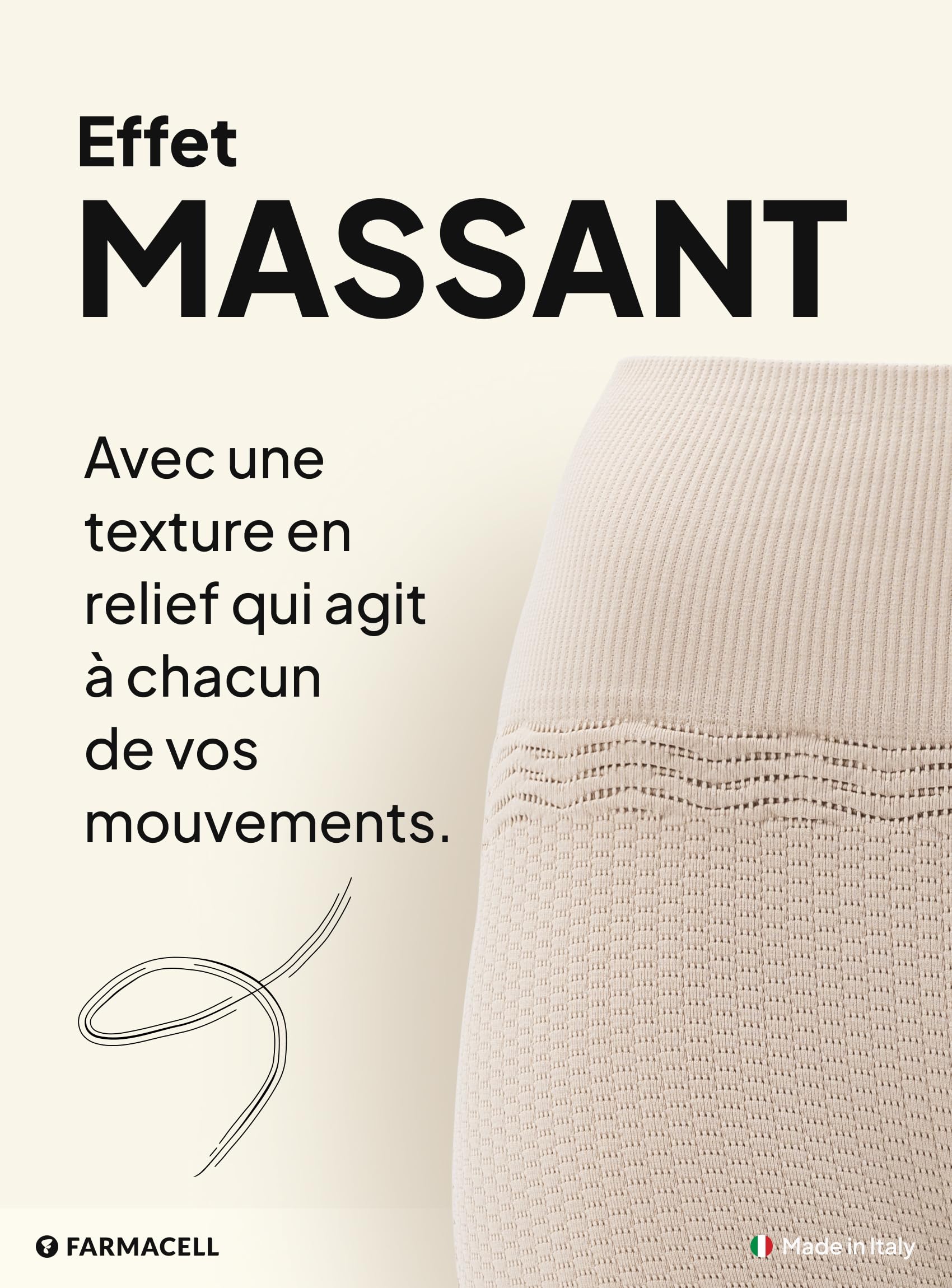 Farmacell Legging 3/4 Femme Anti-Cellulite Massant 3D et FIR, Made in Italy, 1104