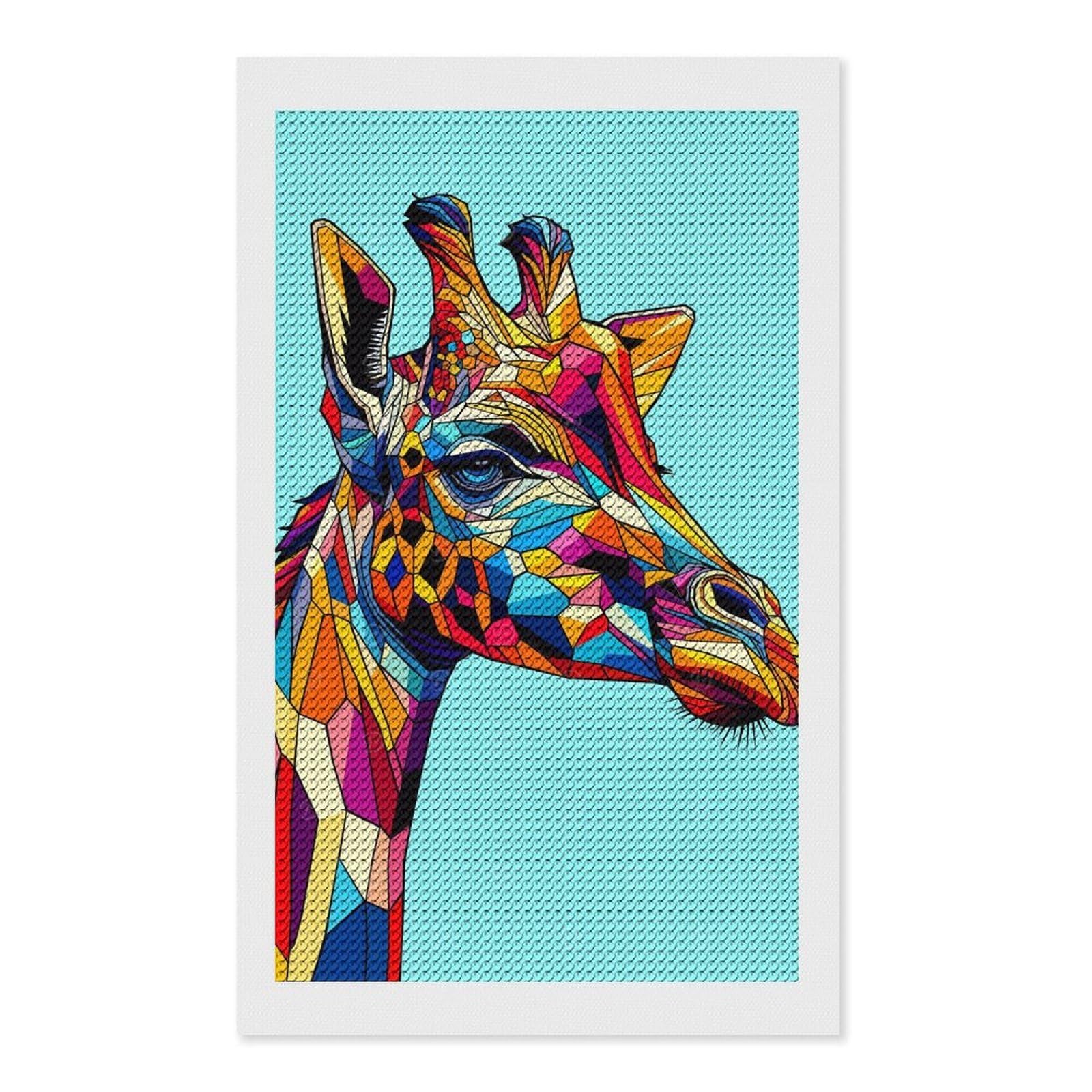 Junmoney Giraffe WPAP Pop Art Diamond Painting Set 12"x20", for Beginners, Modern Decor, Simple to Start, Gift Idea, Pleasing Wall Art Project
