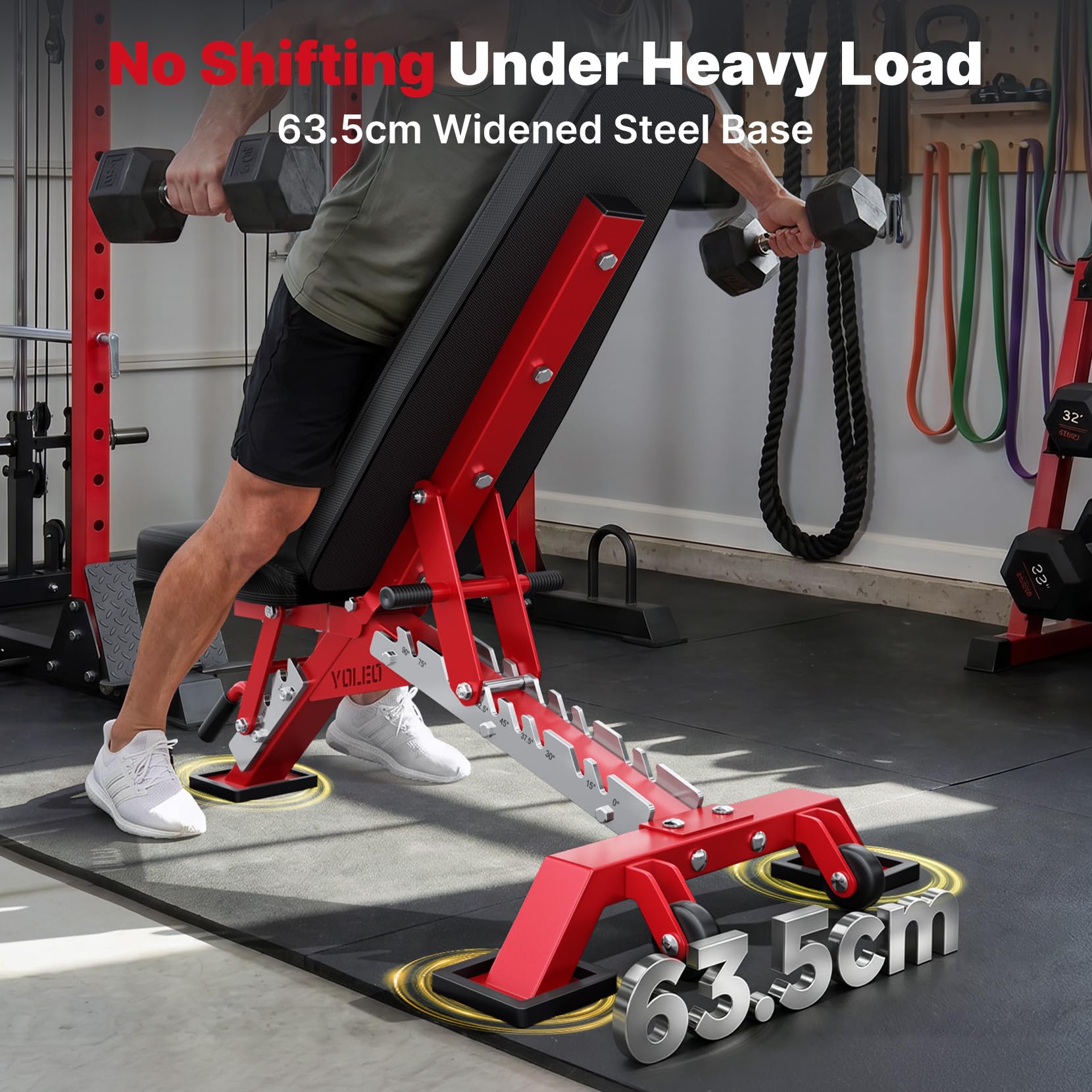 YOLEO Hantelbank Verstellbar bis 1050KG, ASTM-zertifizierte Fitnessbank für Home Gym, Schrägbank, Flachbank und Negativbank für Bankdrücken, 90% Vormontiert