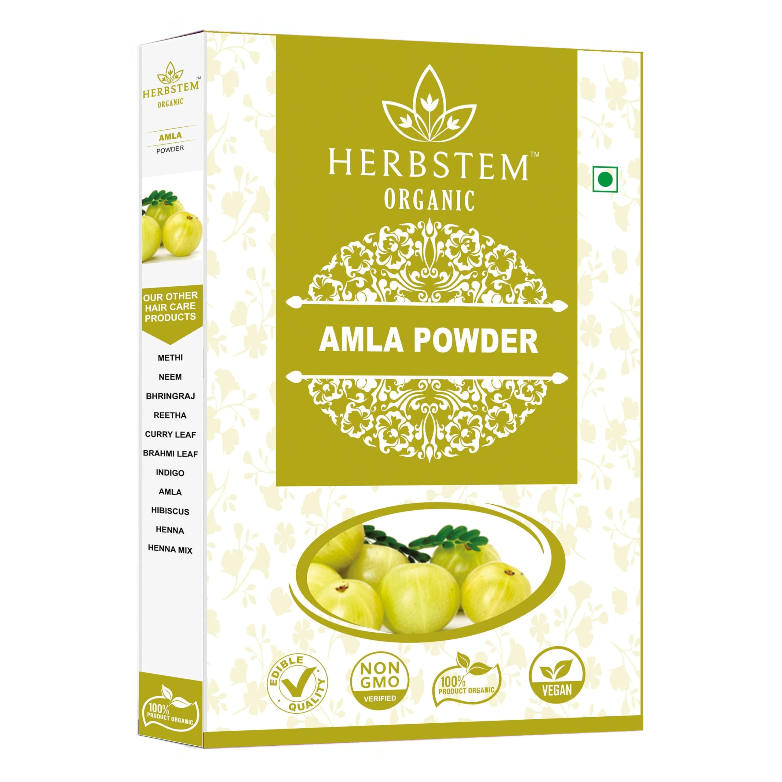 100% Natural Amla Indian Gooseberry Fruit Powder for Hair Growth, Skin, Drinking and Eating (100g)