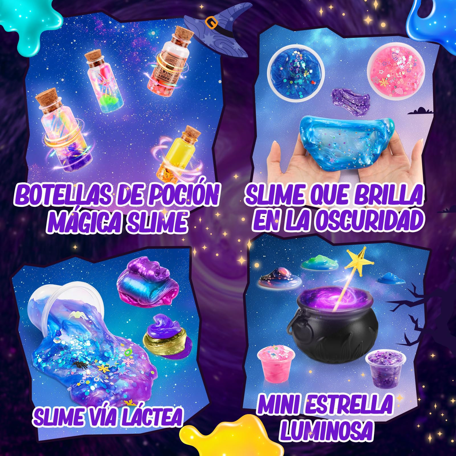 Hapikids Slime para Niñas 6 7 8 9 10 11 12 Años, Regalos Niña 6-12 Años Galaxy Slime Kit Juguetes Niña 6-12 Años Manualidades para Niñas Activador Slime Fluffy Regalos de Cumpleaños para Niños