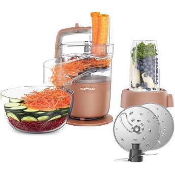 Kenwood MultiPro Compact - Compact Food Processor with Express Serve Stainless Steel Knife Cutting and Rasp Discs 600 ml Mixing Cup Pulse Function Red FDP23.380RD
