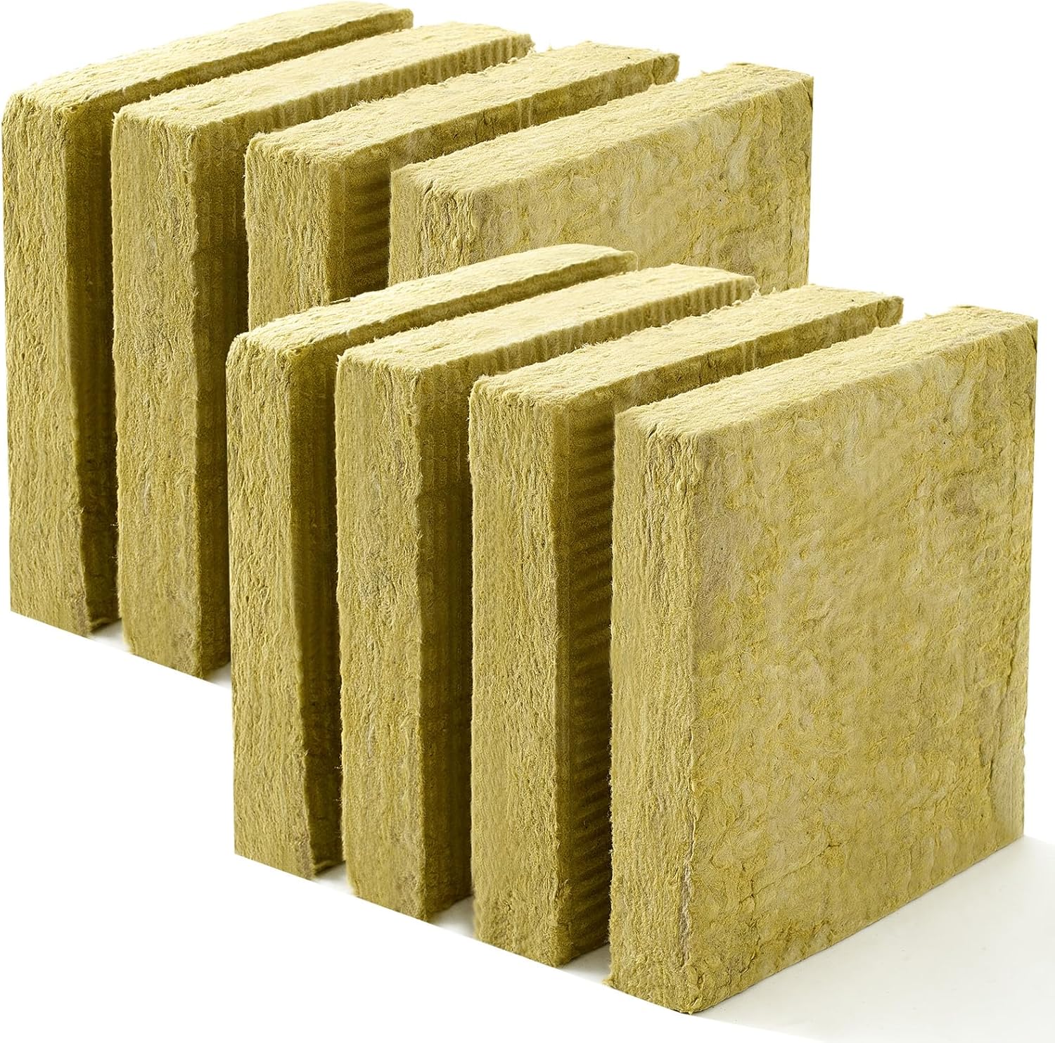 GlikCeil 8-Pack Rockwool Mineral Wool Insulation Boards 24x24x1.6" - Fireproof Acoustic Soundproofing Panels, Yellow