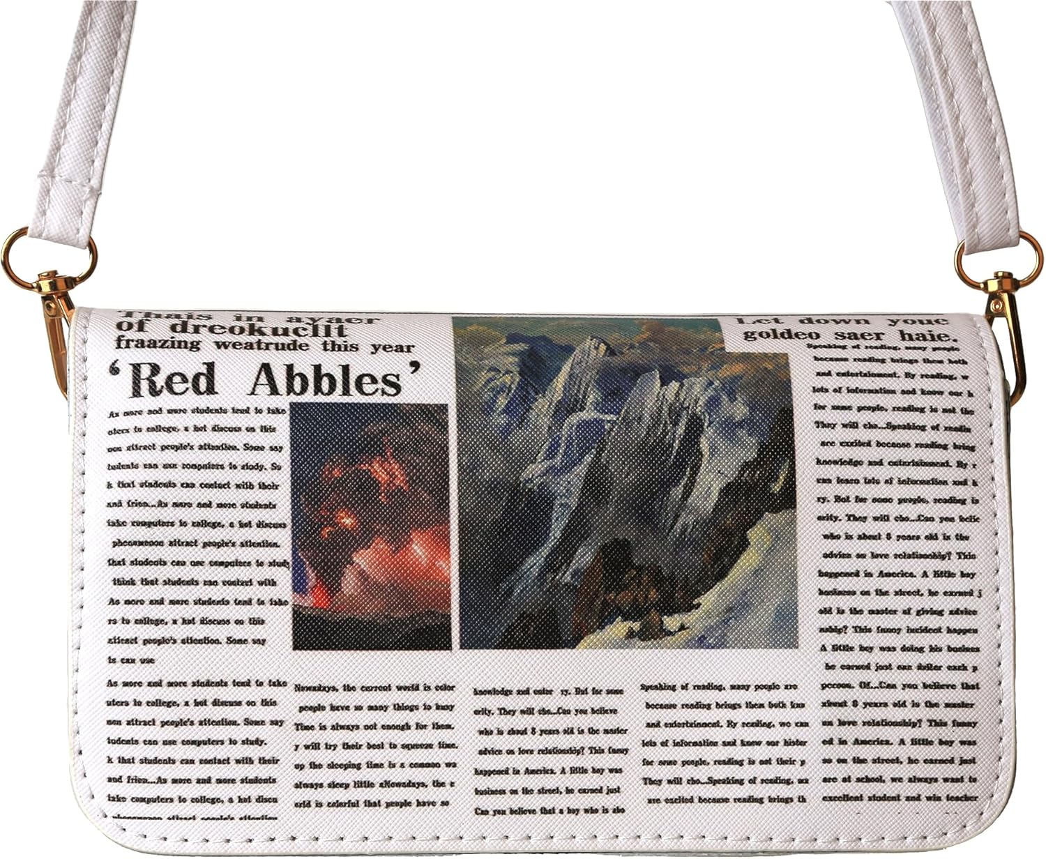 LoveWLC Newspaper Evening bag Clutch Crossbody Bag,Novelty PU shoulder Purse Adjustable Shoulder Bag for Women - Image 5