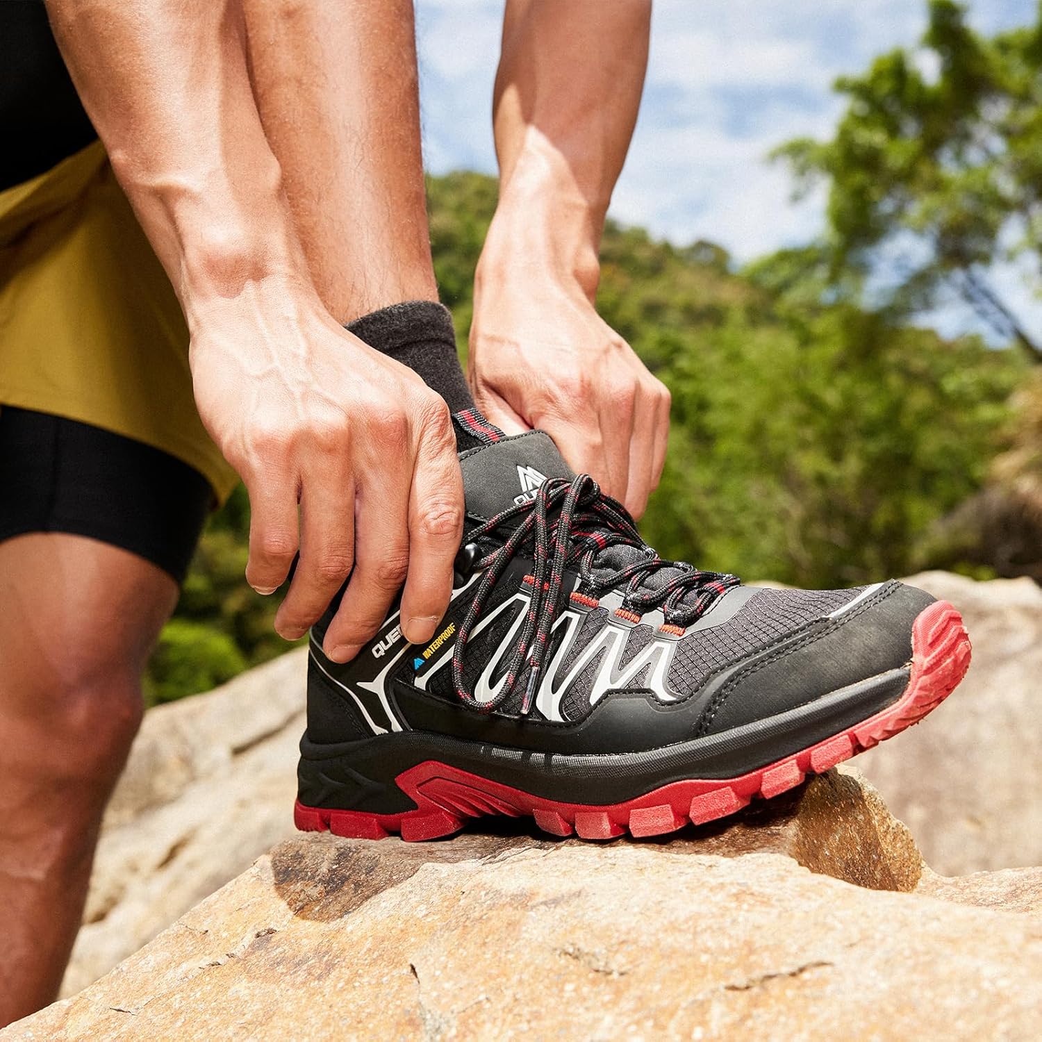 Queday Waterproof Hiking Shoes Mens Lightweight Walking Shoes Daily Hike Trekking Trail Outdoor Camping Climbing - Image 8