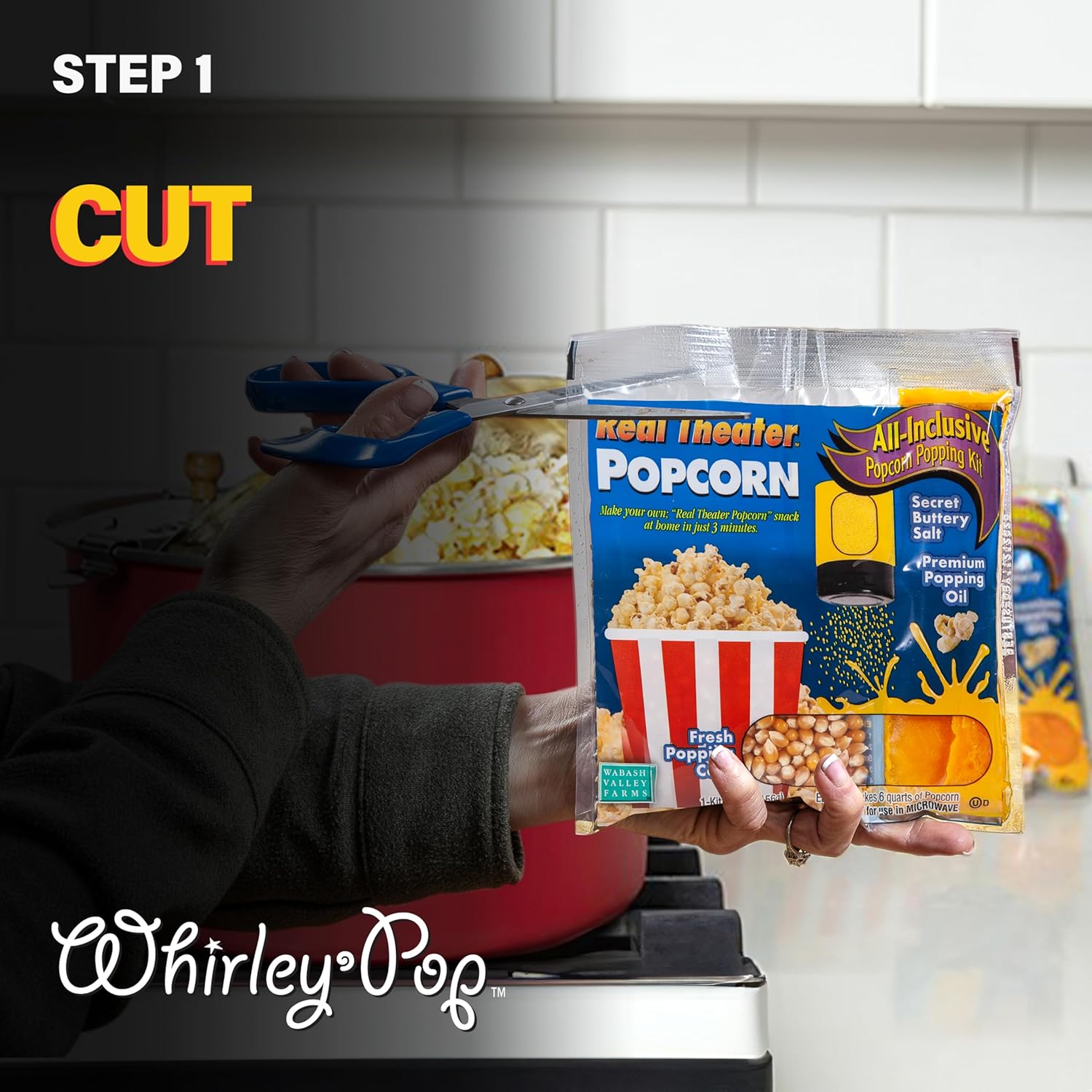 Original Whirley-Pop Popcorn Popper - Nylon Gear - Red and Wabash Valley Farms Real Theatre Popcorn: Popcorn Kernels for Popcorn Machine