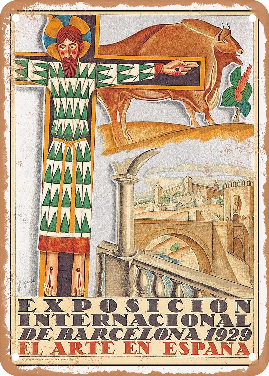 Miaomansenstore Metal Sign - 1929 International Exhibition Barcelona 1929 Art In Spain Home Decor