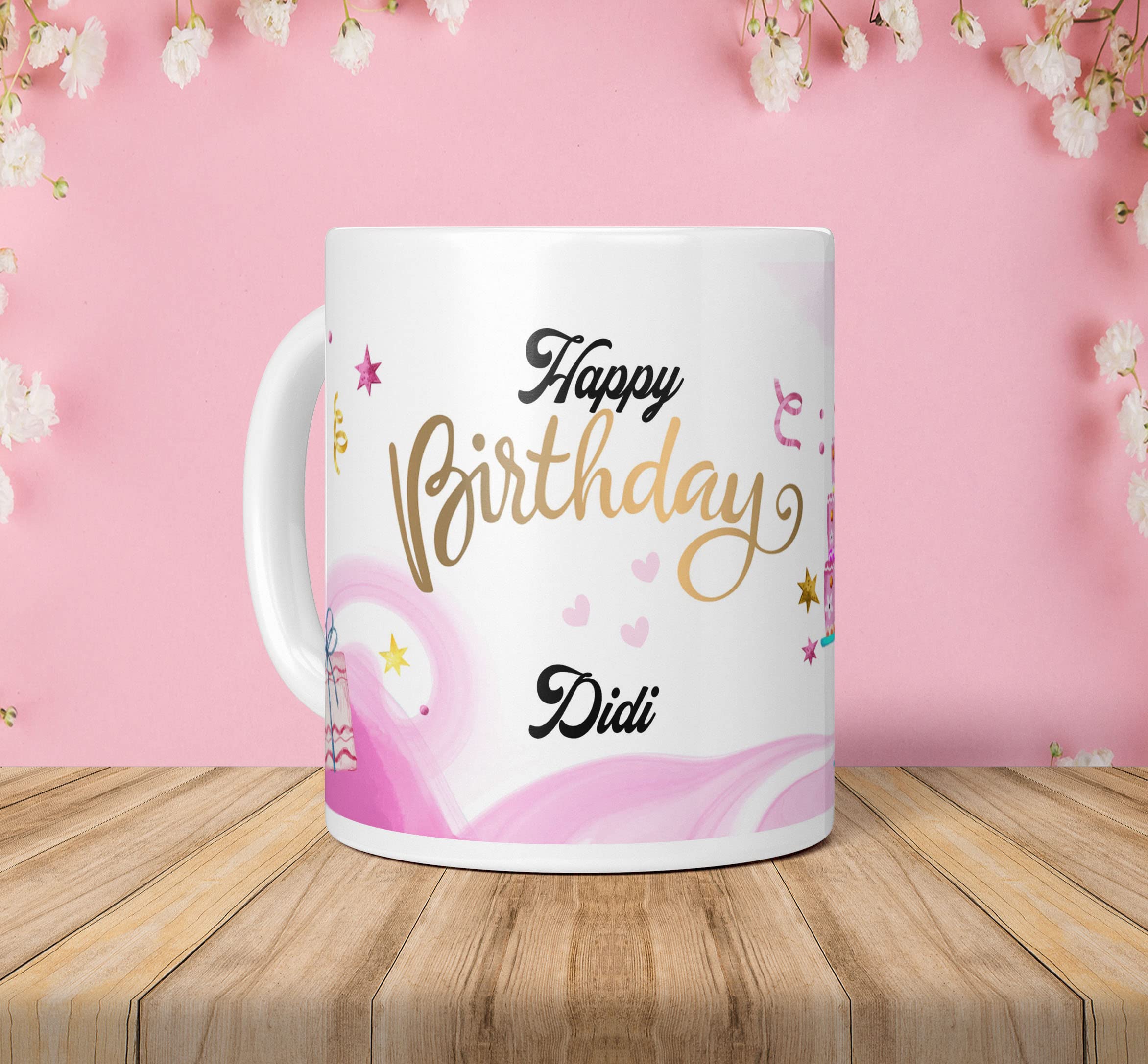 NH10 DESIGNS Happy Birthday Didi Printed White Text Quote Family Name Printed Mug For Didi Written Mug Birthday Gift For Didi Mug Gift For Didi (Microwave Safe Ceramic Tea Coffee Mug- 350 ML) (HBWM 51)