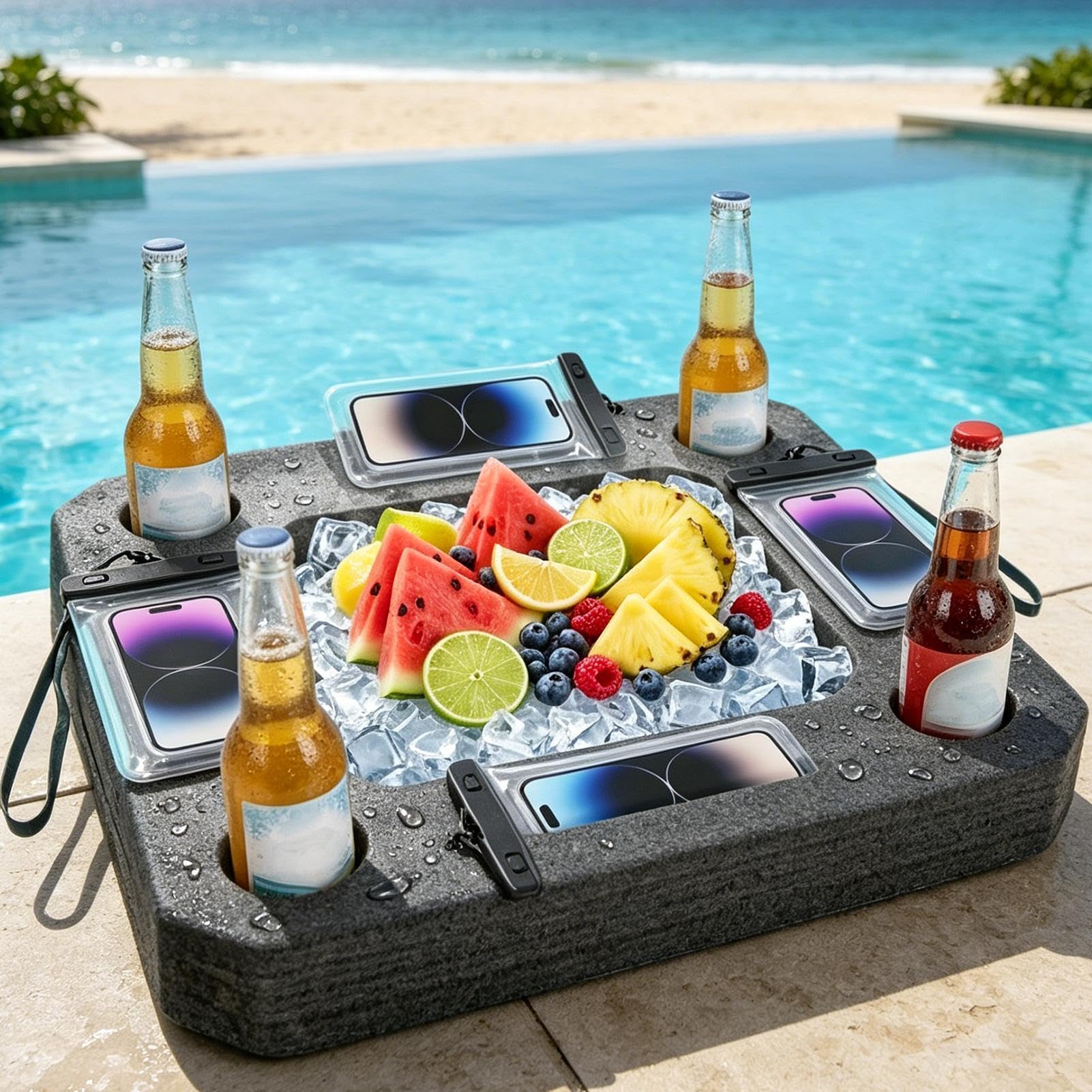 Porte-gobelet Flottant pour Piscine Plateau de Service Alimentaire