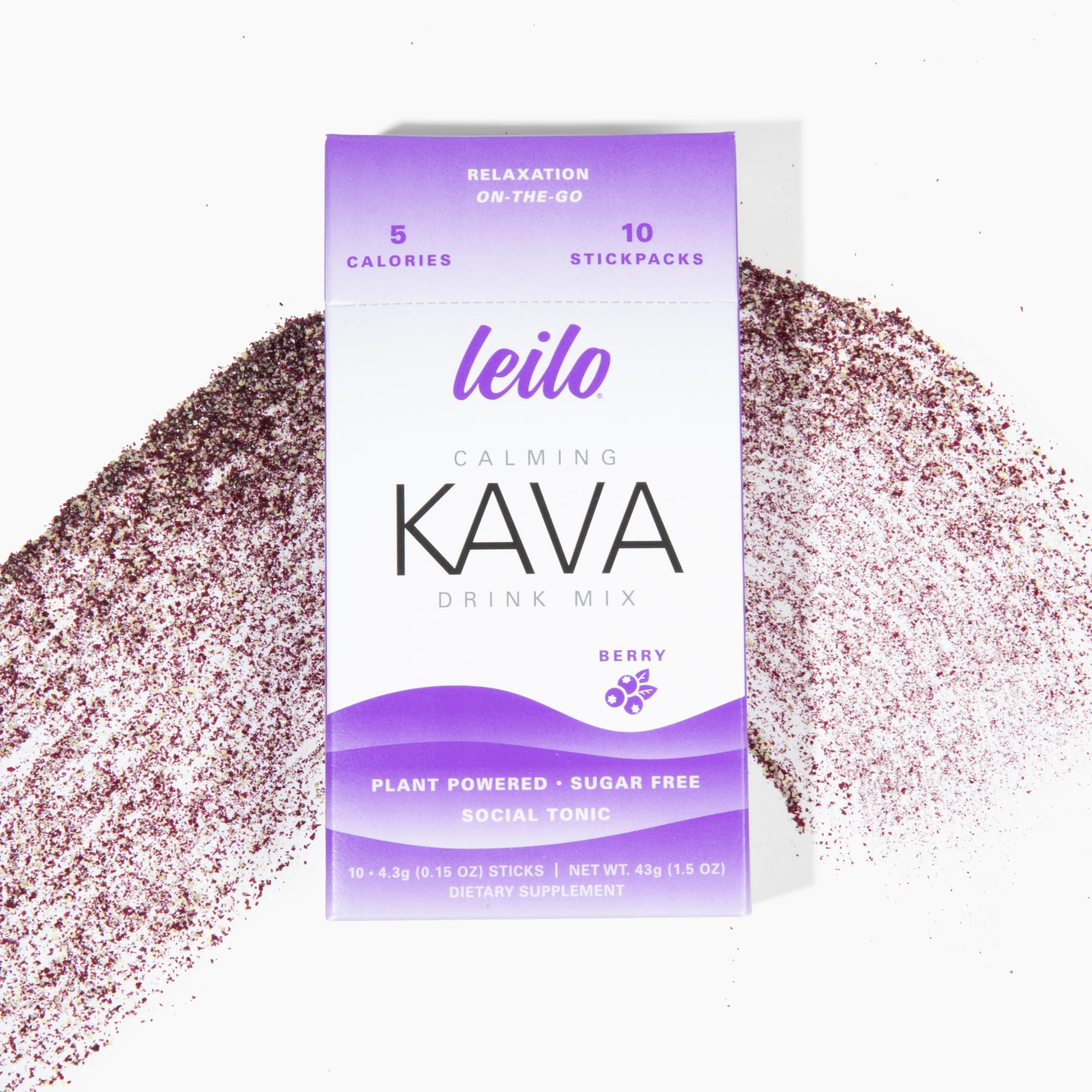 Leilo | Calming Kava Drink Mix | Berry, 10 Stick Packs (Plant-Based Relaxation Powder, Non-Alcoholic, Sugar-Free Herbal Supplement) — Amazon image 8