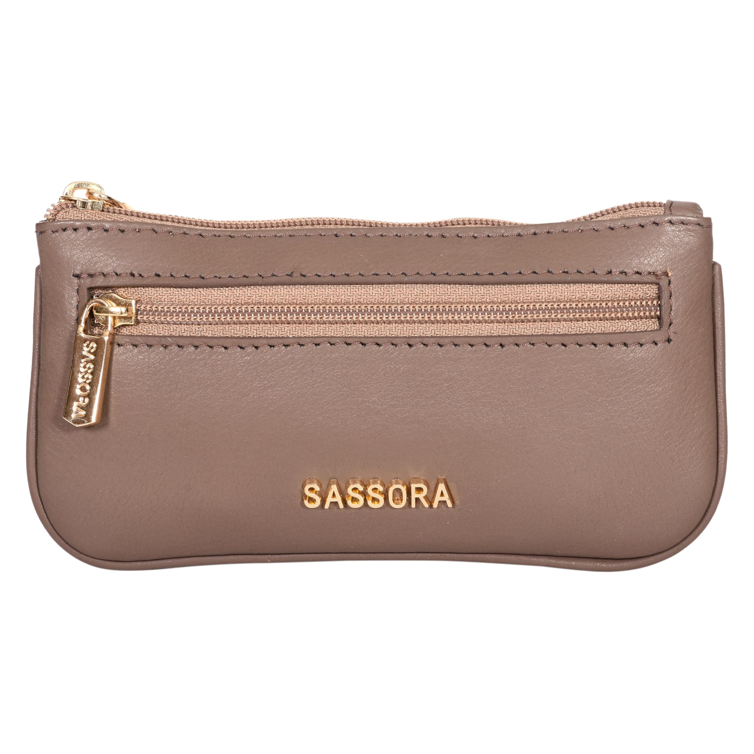 sassora Premium Genuine Leather Small Unisex Key Case Pouch (Taupe)-picture-28