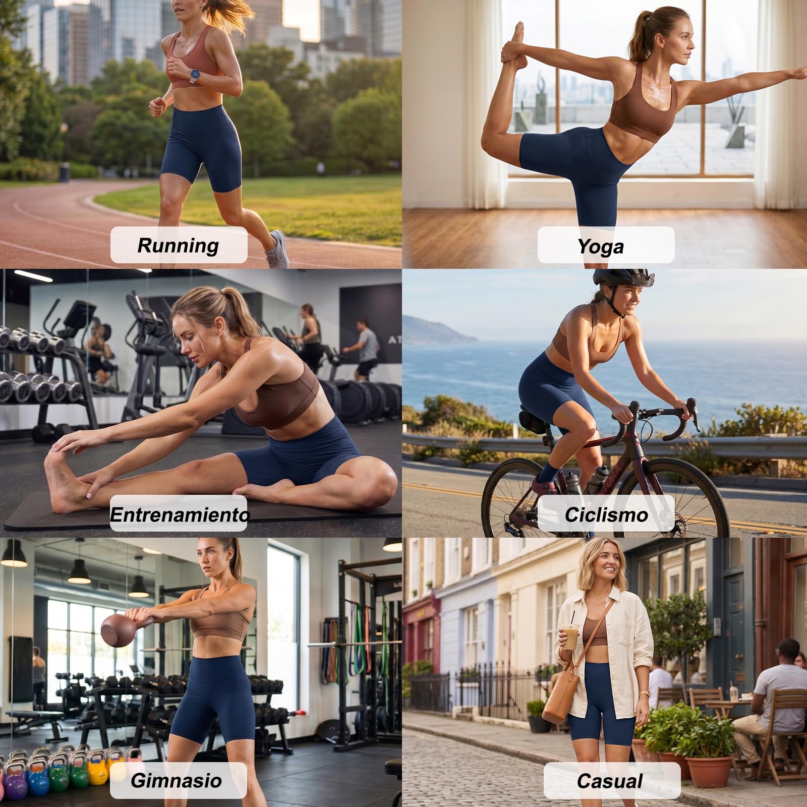 HYCOPROT Pantalones Cortos Deportivos Mujer Cintura Alta Push Up Elevador Glúteos Sin Costura Transpirable Secado Rápido Shorts Leggings de Compresión Yoga