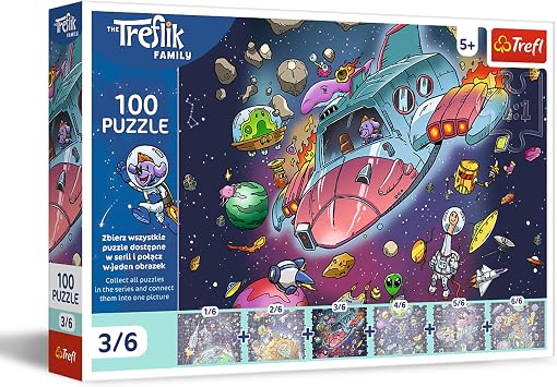 Trefl - The Treflik Family, Gondus in a Rocket - 100-piece - Colourful Puzzle Featuring Characters from the Cartoon, Collect Them All, for Children Aged 5 and up