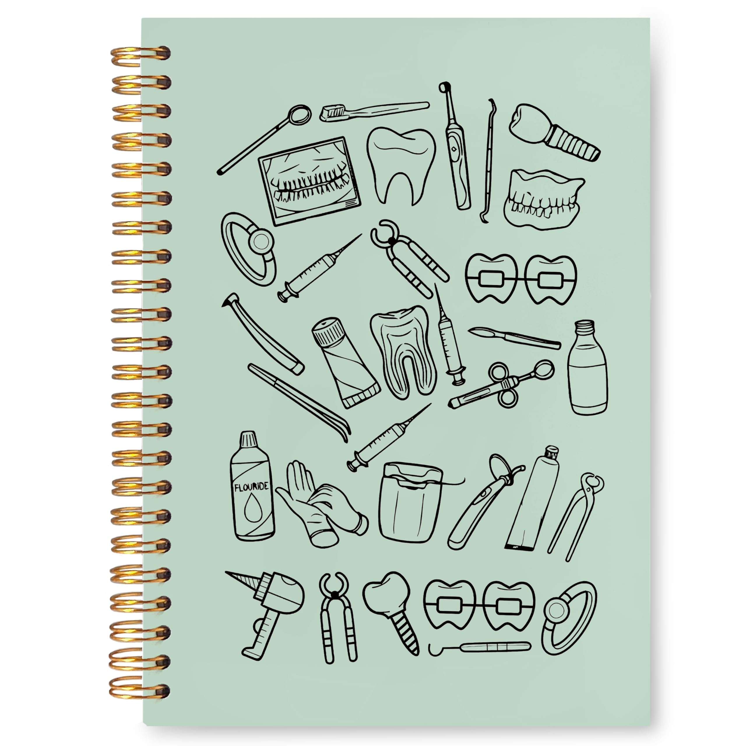 VIIJJUE Dentist Hygienist Dental Gifts Notebook Journal for Coworkers, Dental Assistant Office Gifts, Hardcover Spiral Notebook 5.5x8.3 Inch(Green