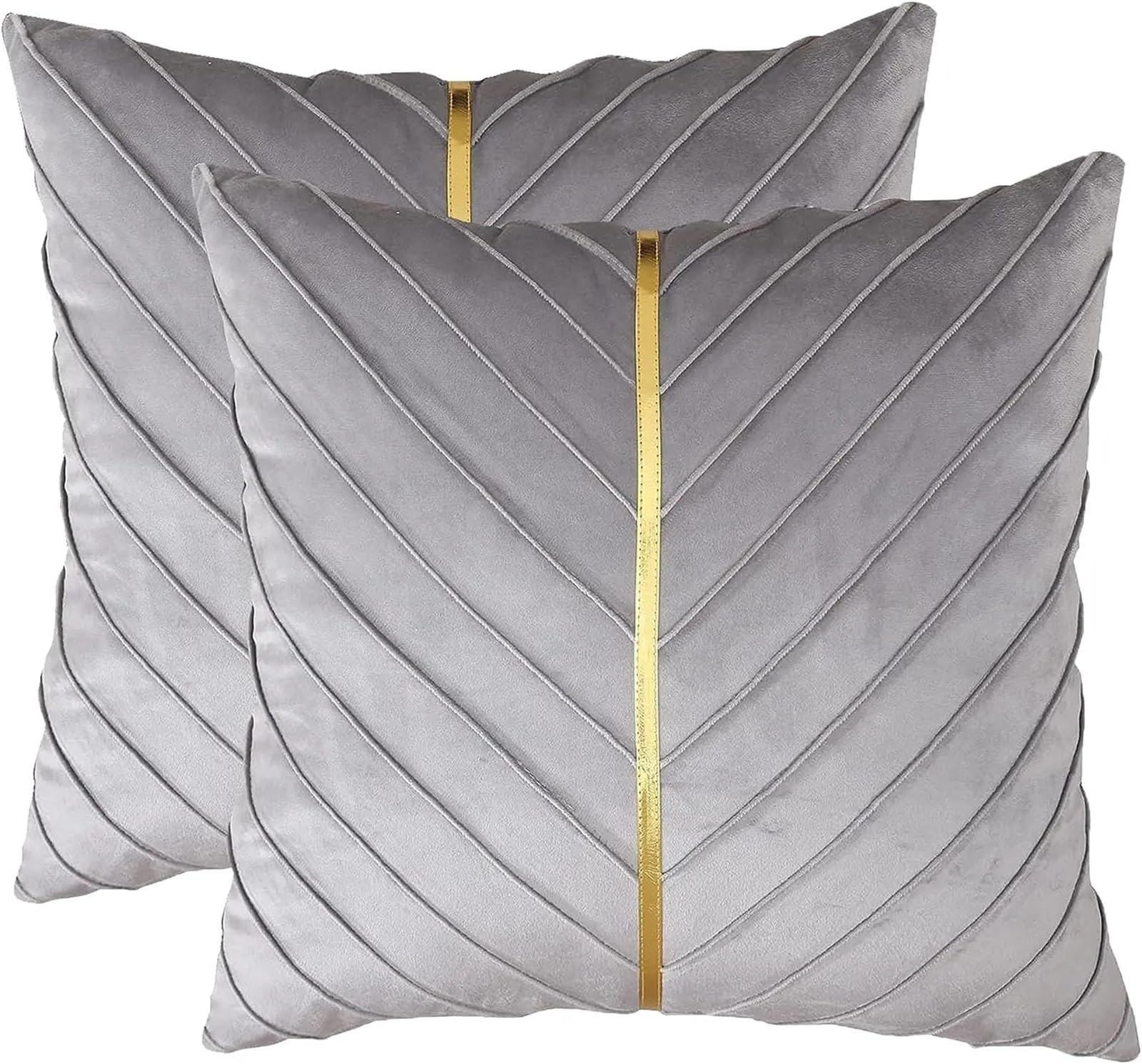 Housse de coussin en velours gris 60x60 cm pour canapé de salon