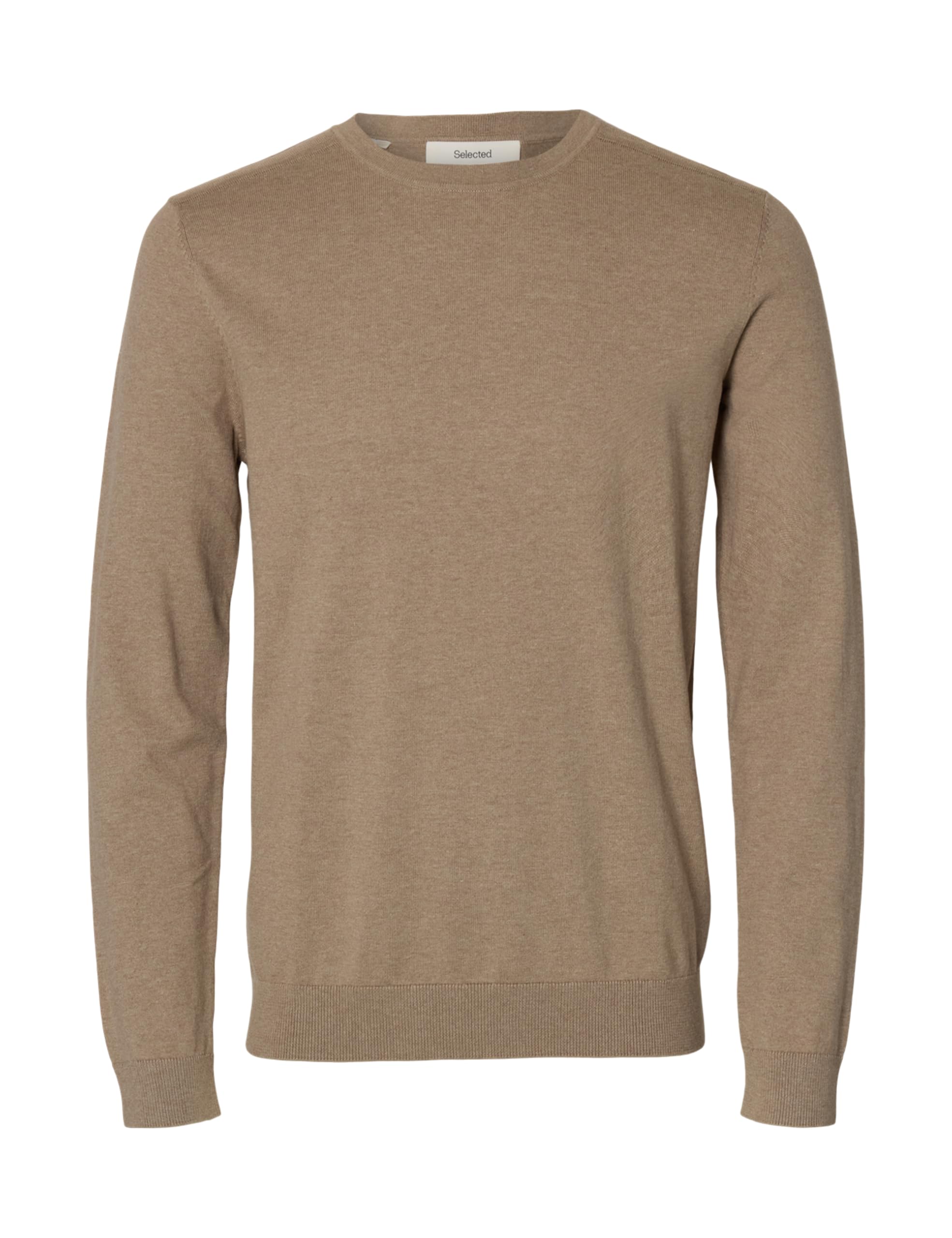Pull Selected coton de qualité supérieure avec col rond et manches longues beige en maille