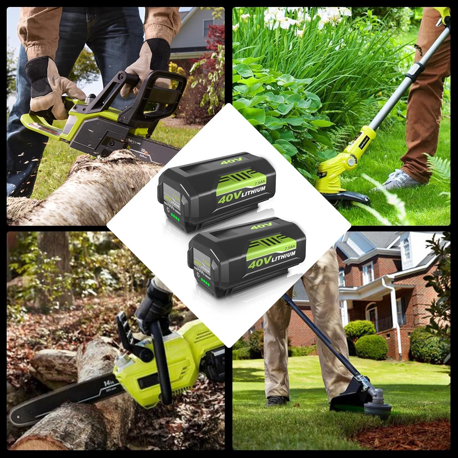 2Pack 7.5Ah OP40601 Replacement for Ryobi 40V Battery Compatible with Ryobi 40 Volt Battery Lithium OP4040 OP40401 OP4026 OP40261 OP4050 OP40201 Compatible with 40V Battery Power Tools (Green-3PC) - Image 7