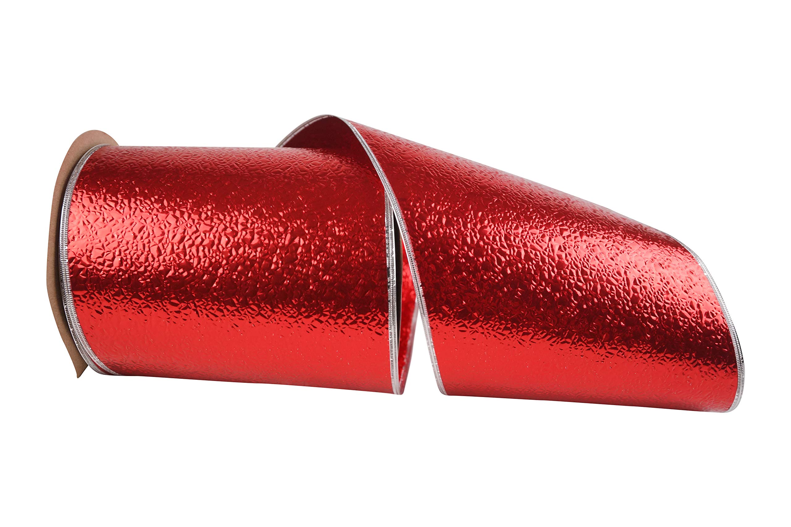 Reliant Ribbon 1660W-035-40K nastro 6 Inch X 50 Yards rosso/argento.